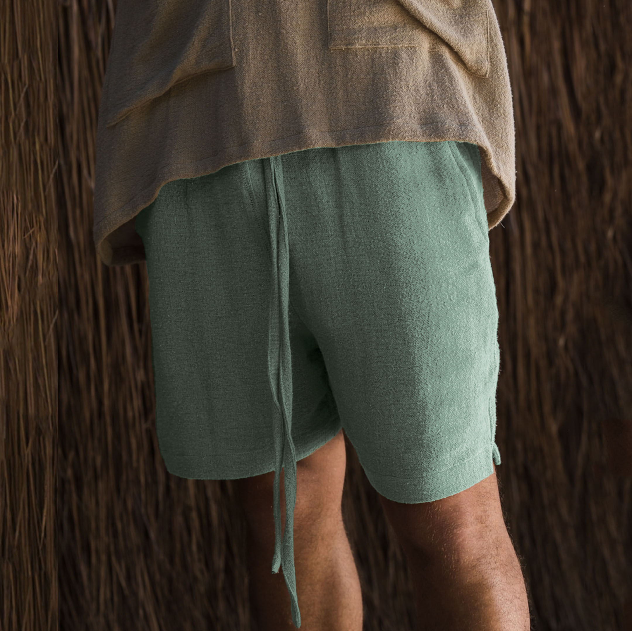 Casual cropped pants, breathable and loose fitting straight leg shorts HF2904-01-01