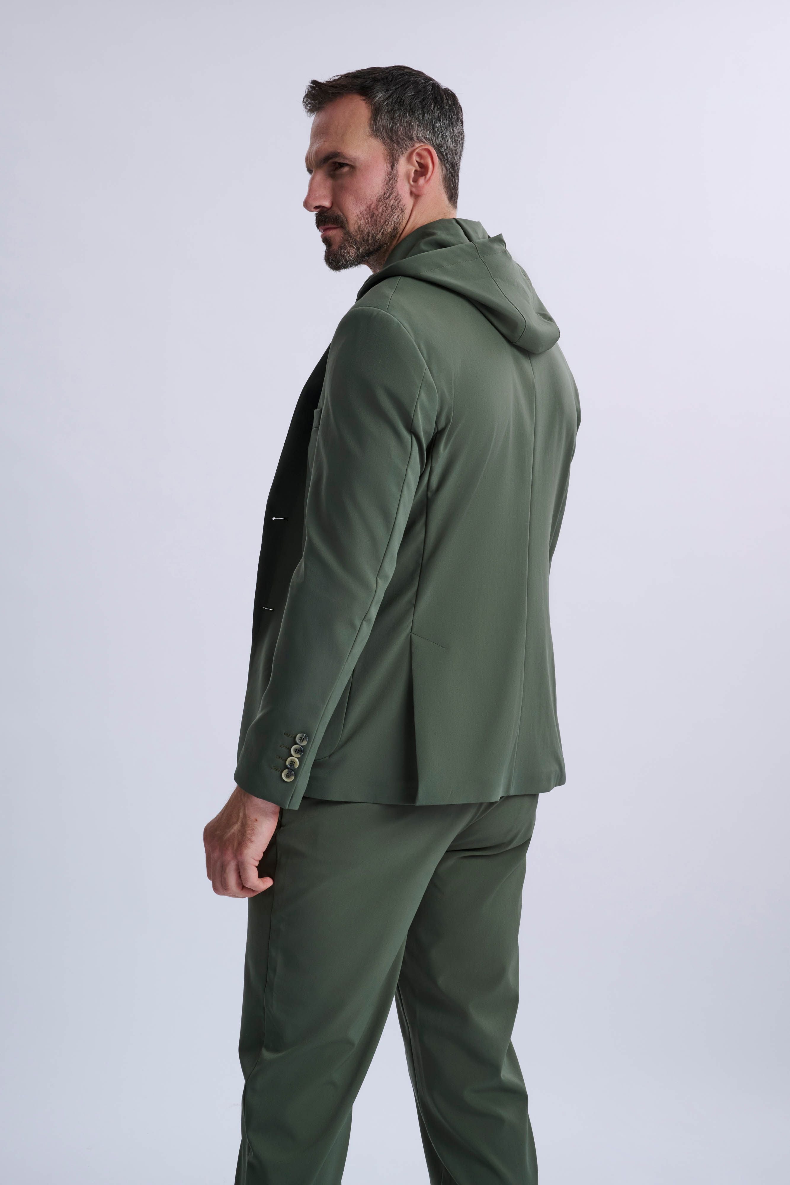 Rulli Khaki 360 Stretch Technical Suit with Detachable Hood