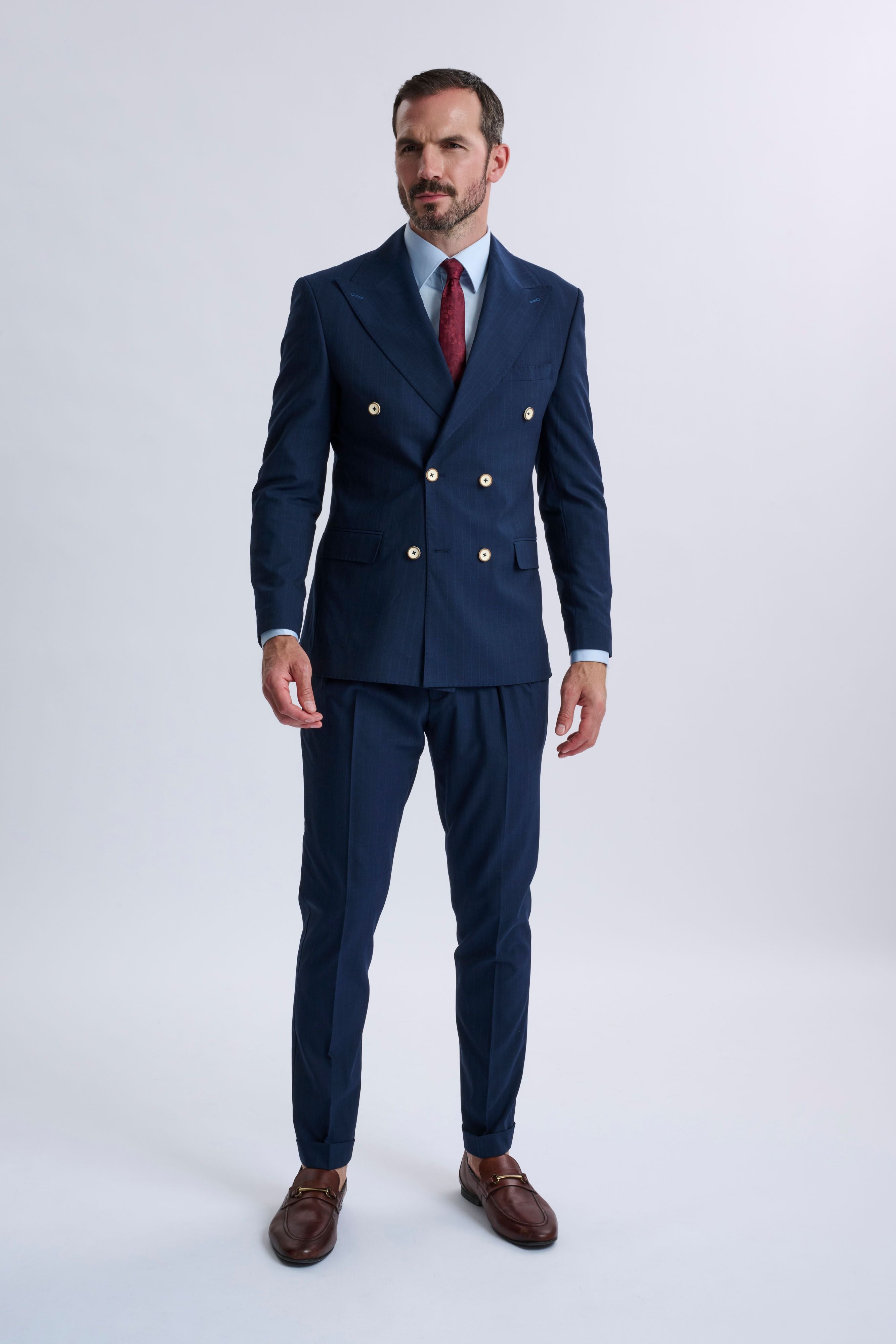Fabrizio Navy Pinstripe Double-Breasted Suit