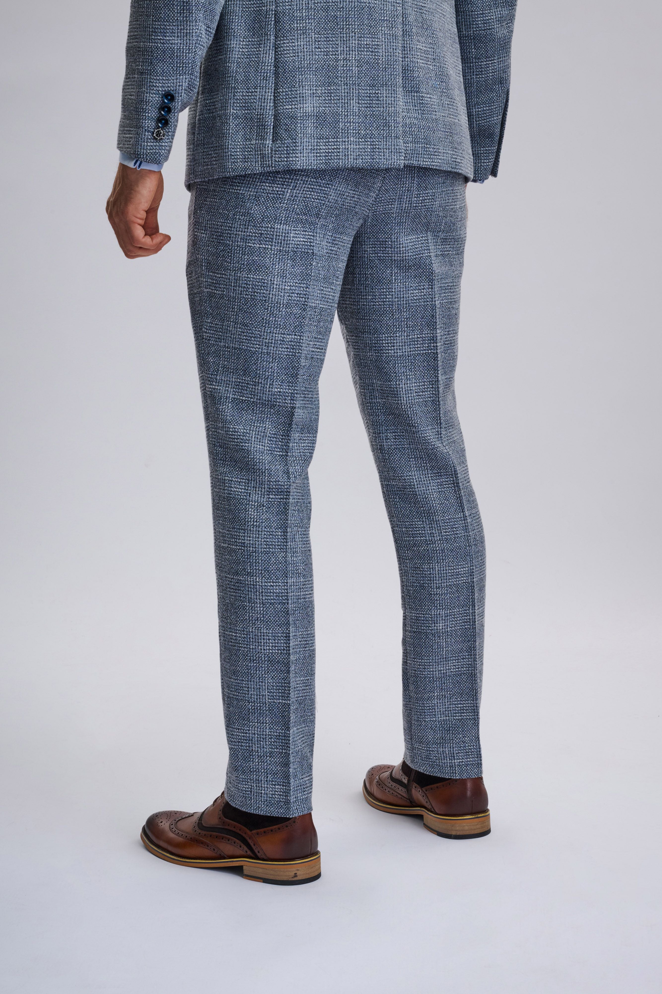 Kris - Sky Blue Tweed Three Piece Suit