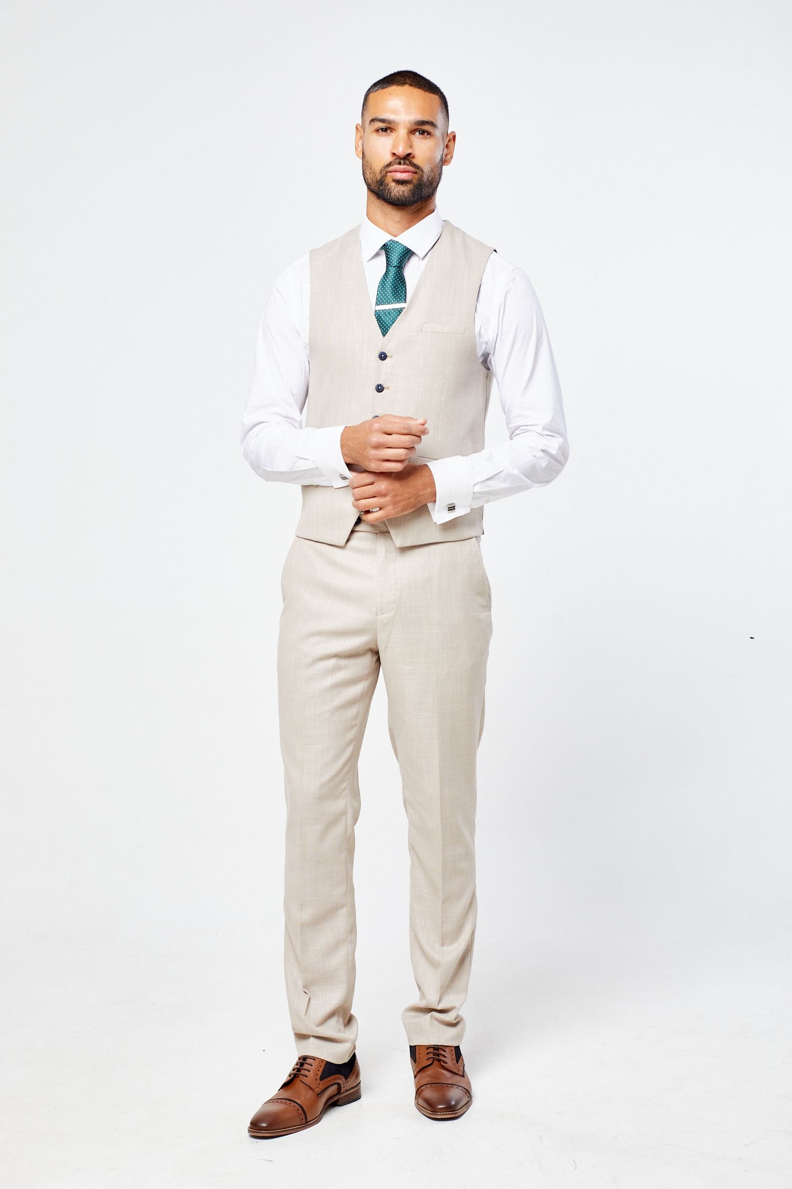 Miami Beige Three Piece Suit