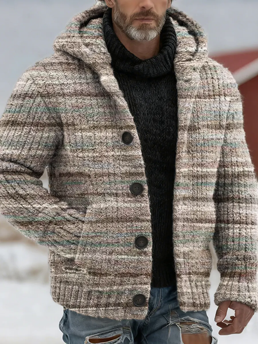 Casual Abstract Art Print Bottoned Sweater Cardigan