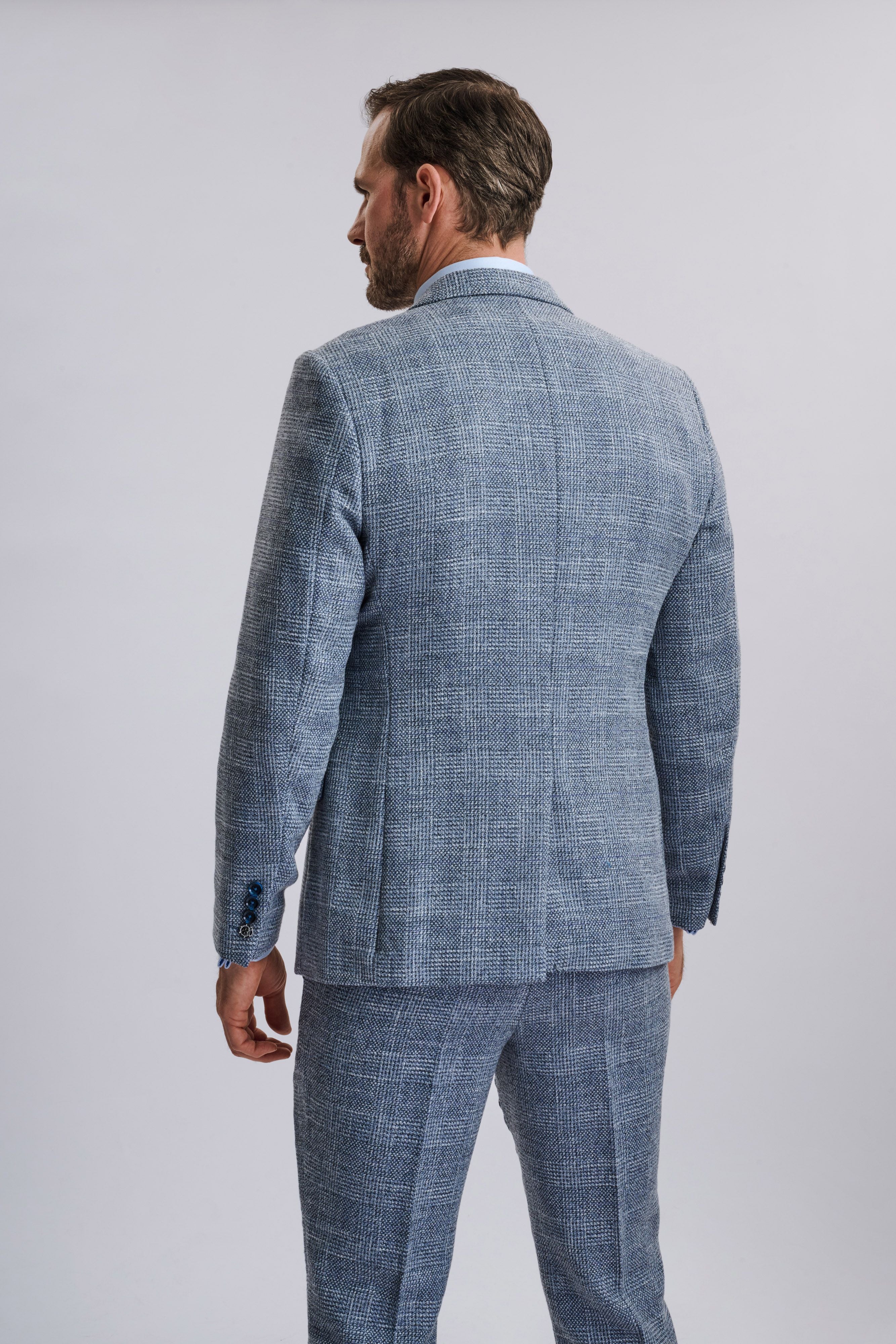 Kris - Sky Blue Tweed Three Piece Suit