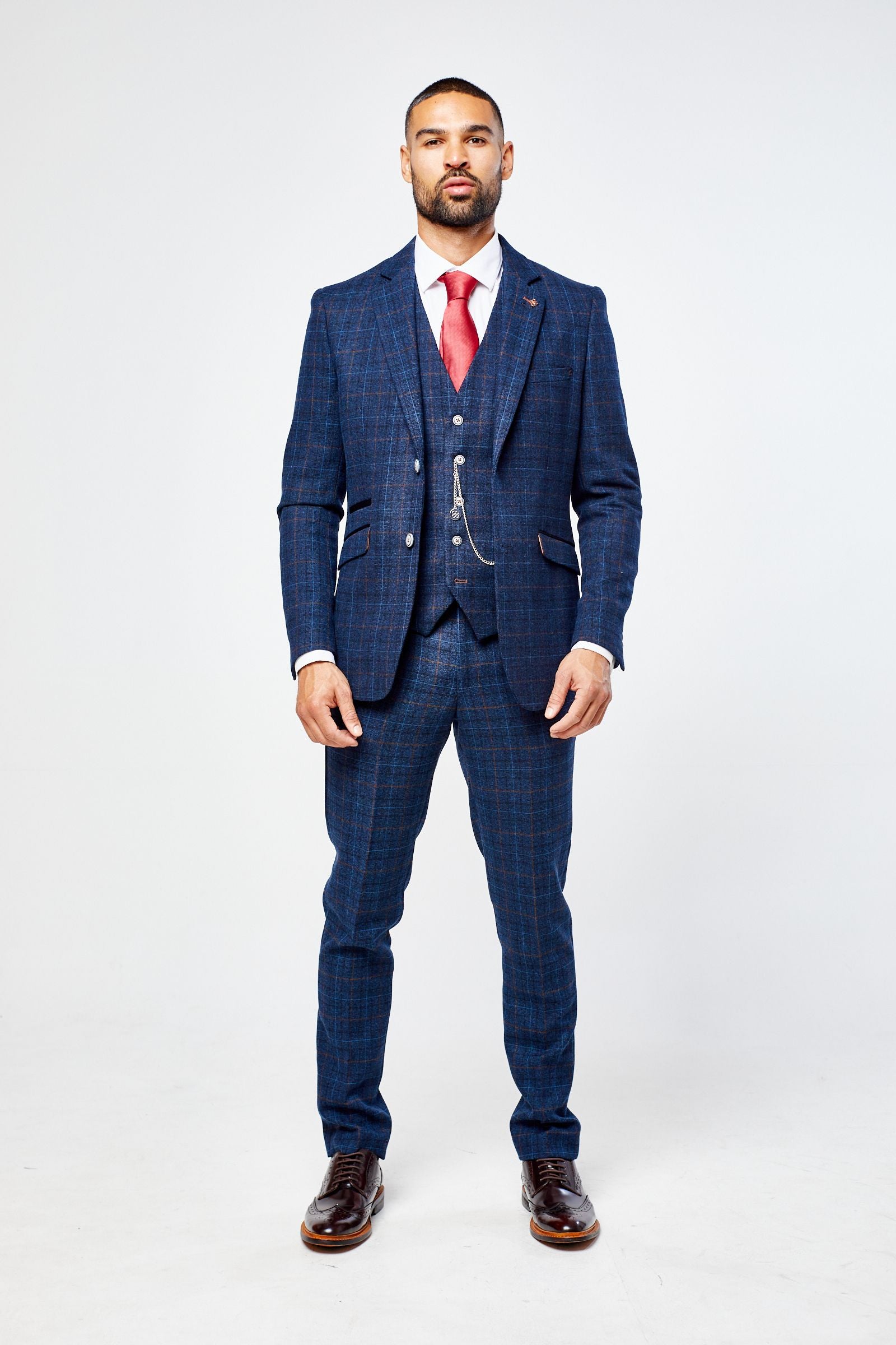 Cody Blue Check Three Piece suit