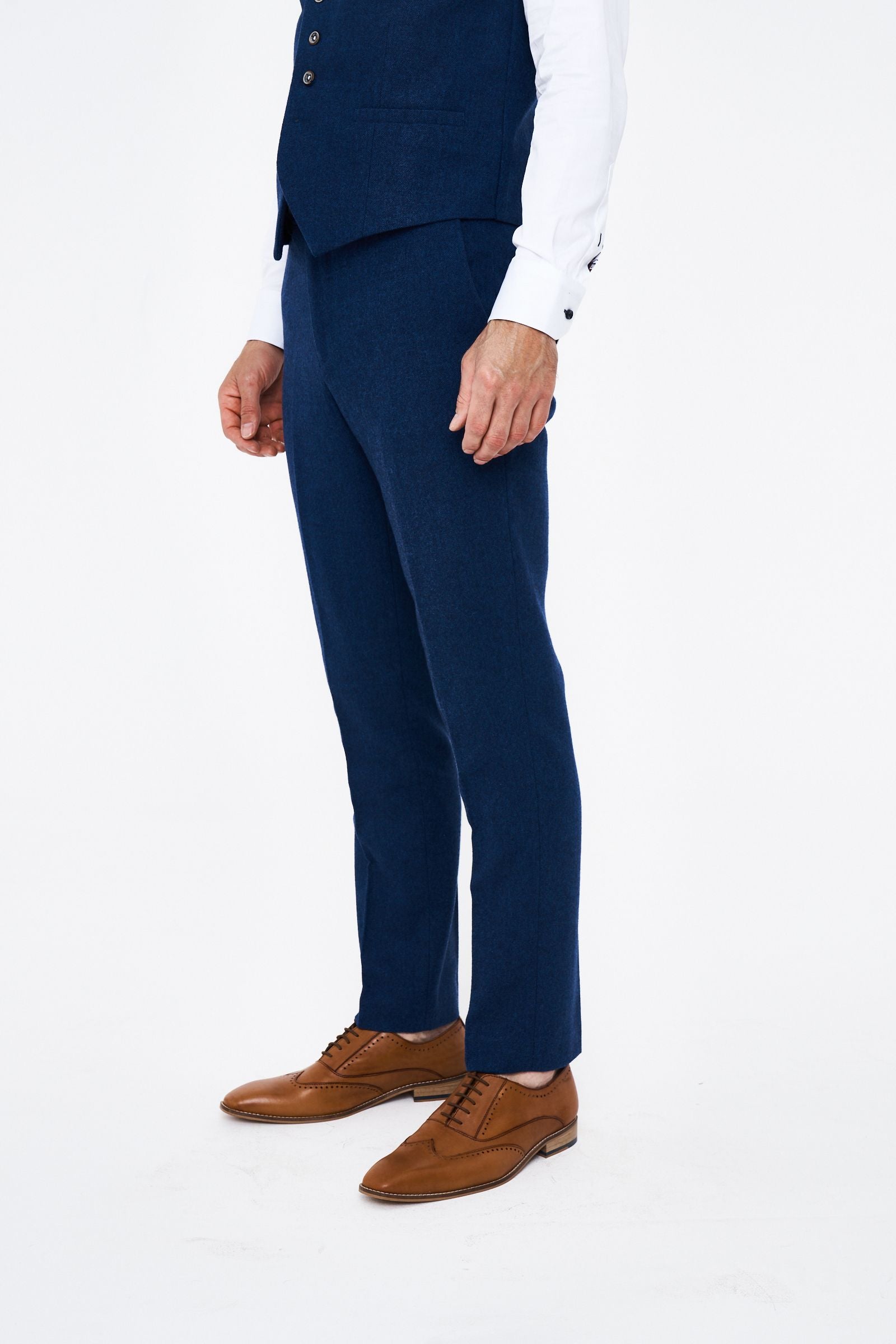 House of Cavani Seeba Navy Regular Three Piece Suit