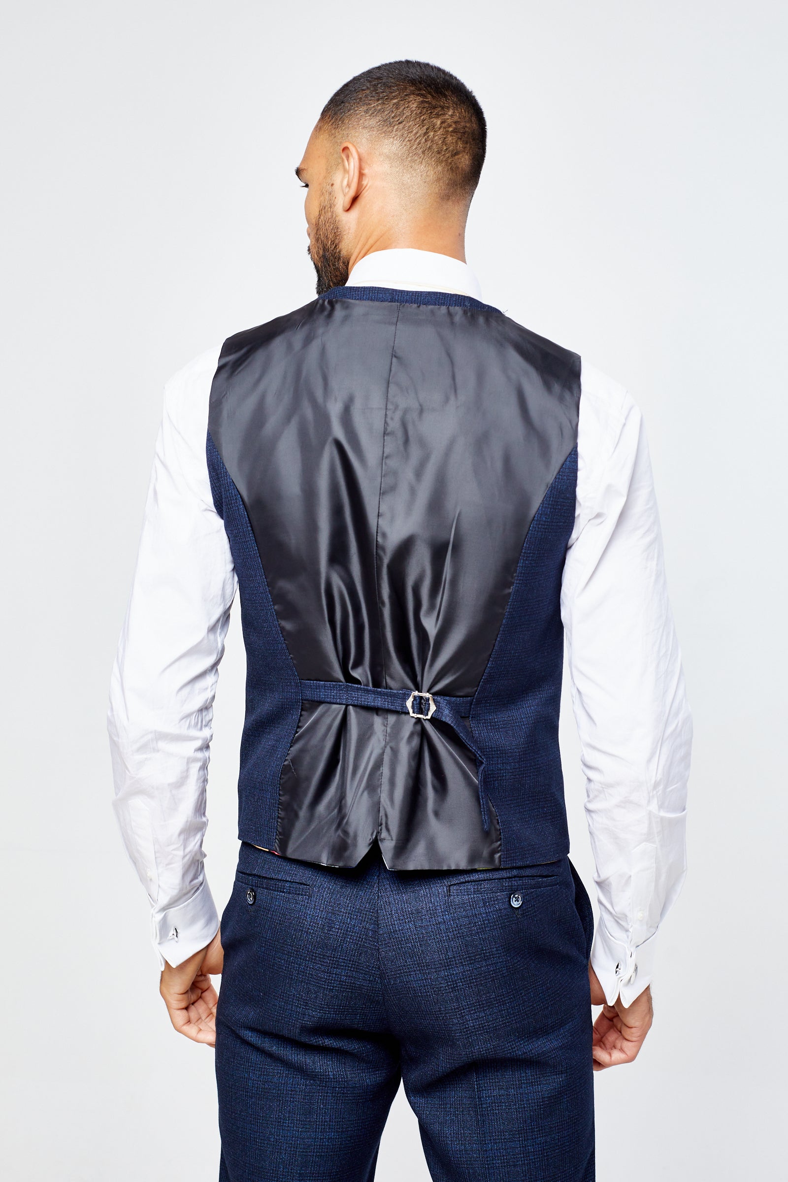 Caridi Navy Check Three Piece Suit