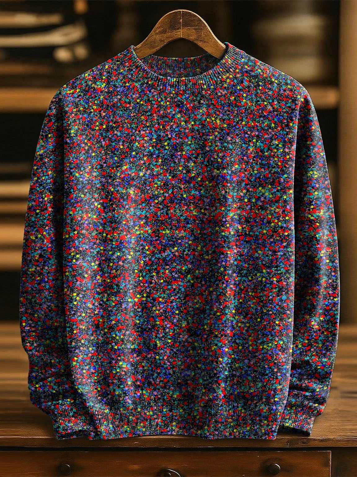 Colorful Random Spots Decorative Pattern Knit Pullover Sweater