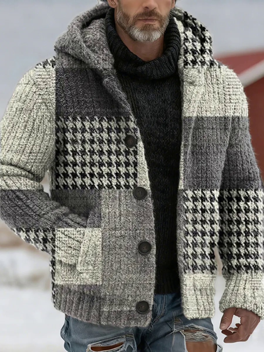 Casual Abstract Art Print Botton-up Sweater Cardigan