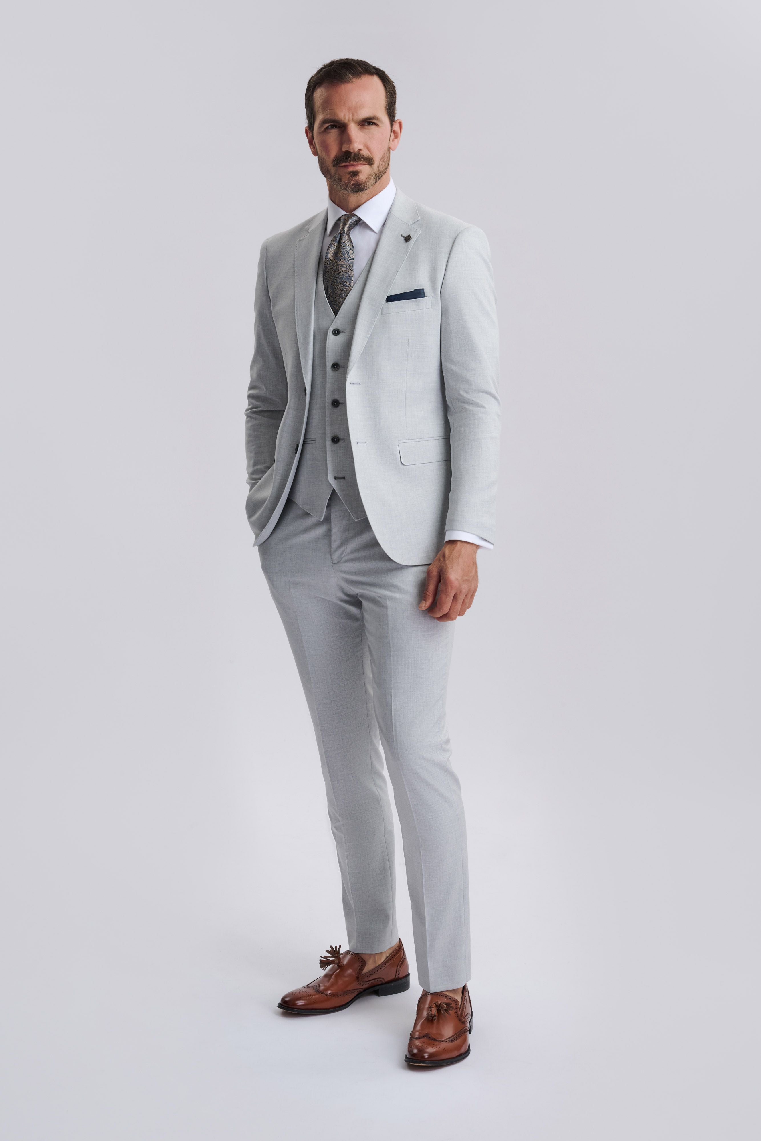 Belmont Silver Men's Three Piece Suit
