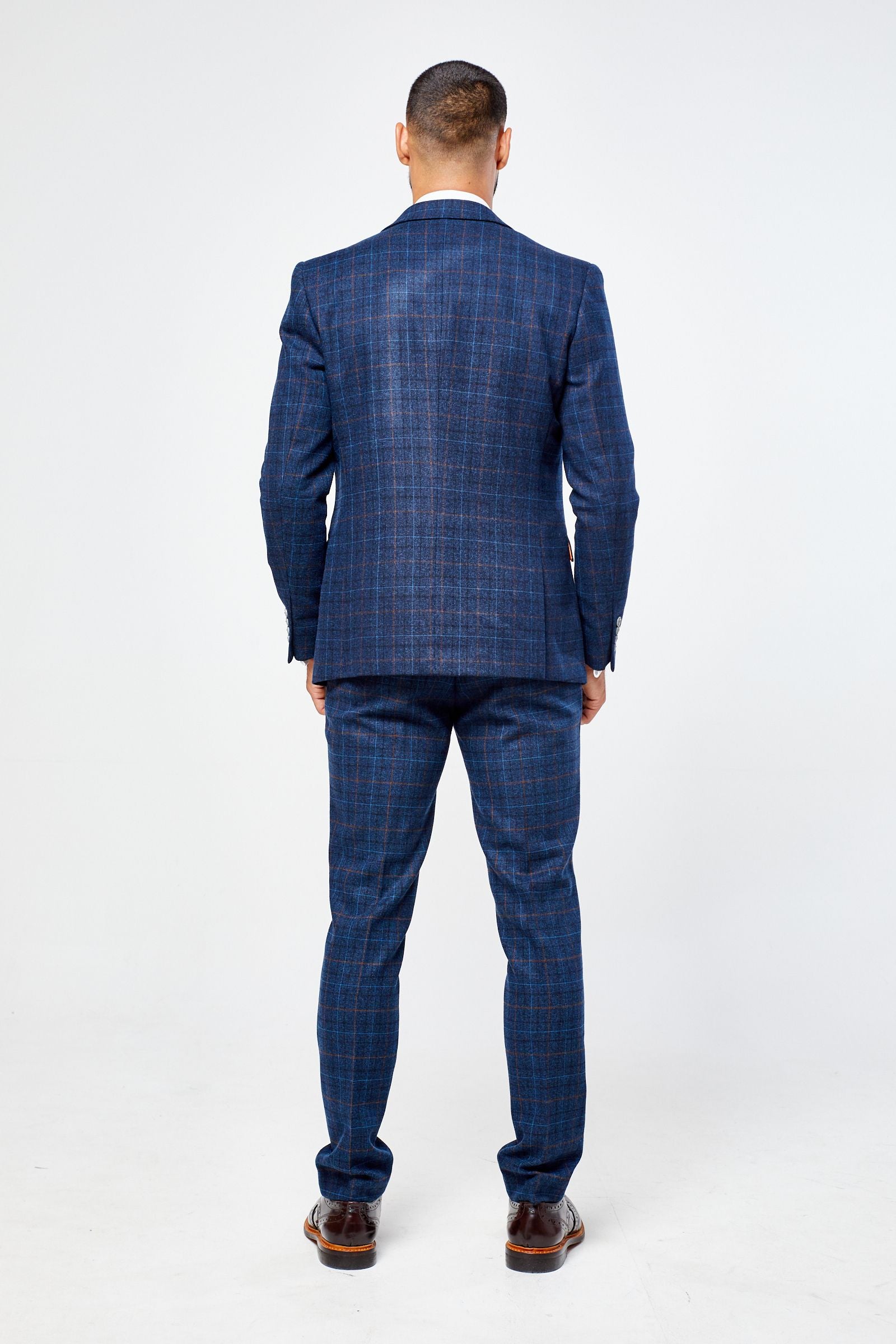Cody Blue Check Three Piece suit