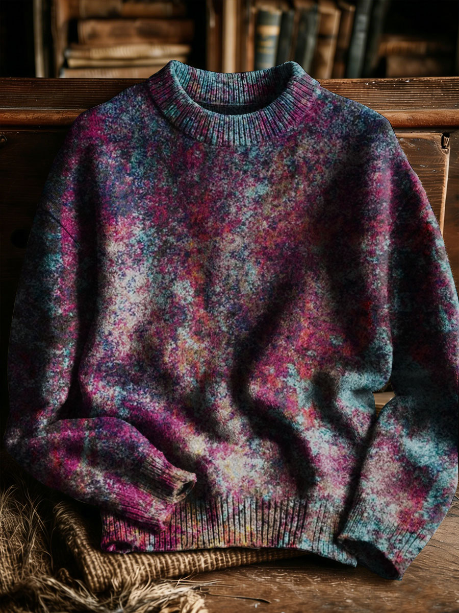 Colorful Abstract Gradient Pattern Art Print Knit Pullover Sweater
