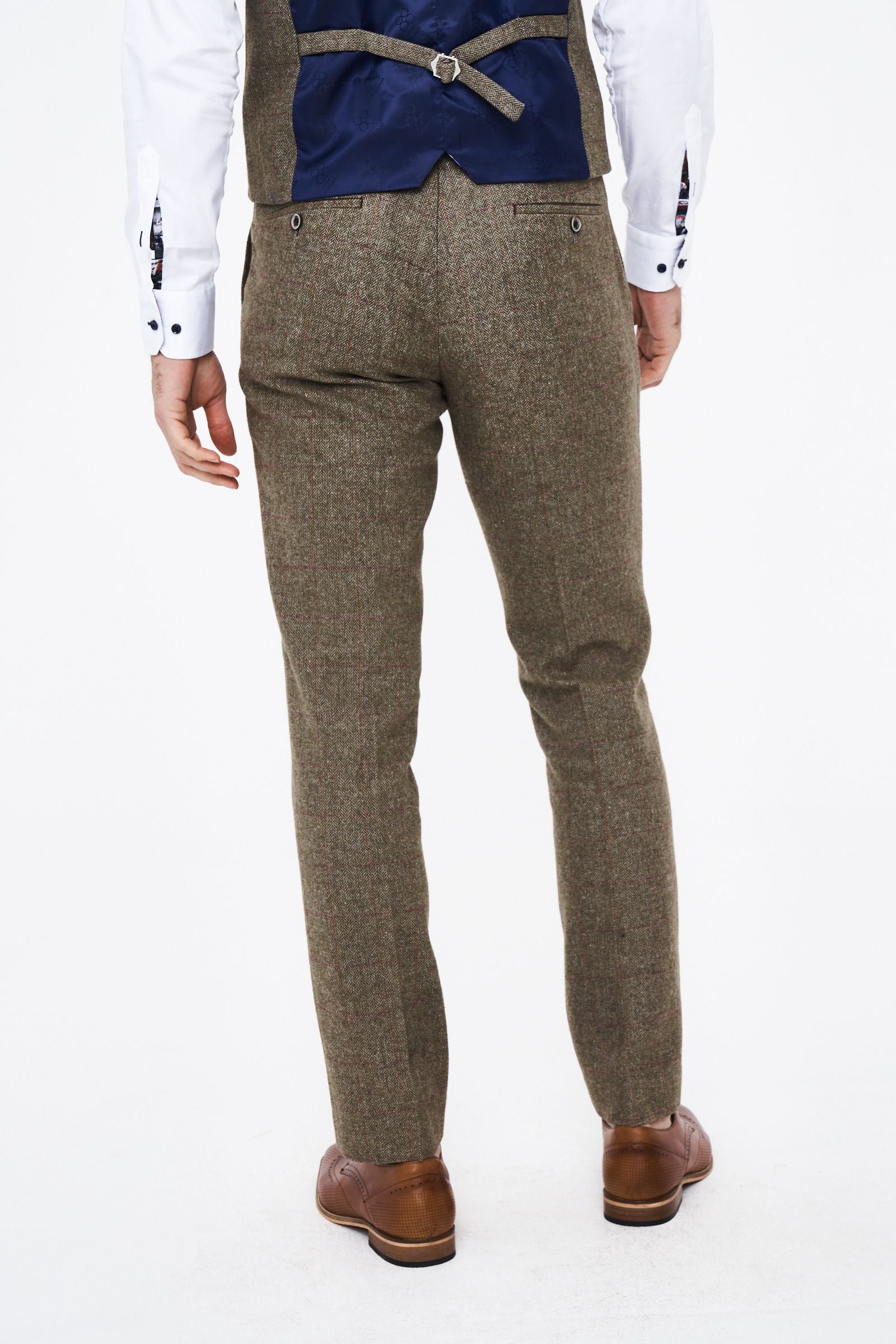 House of Cavani Gaston Sage Tweed Three Piece Suit