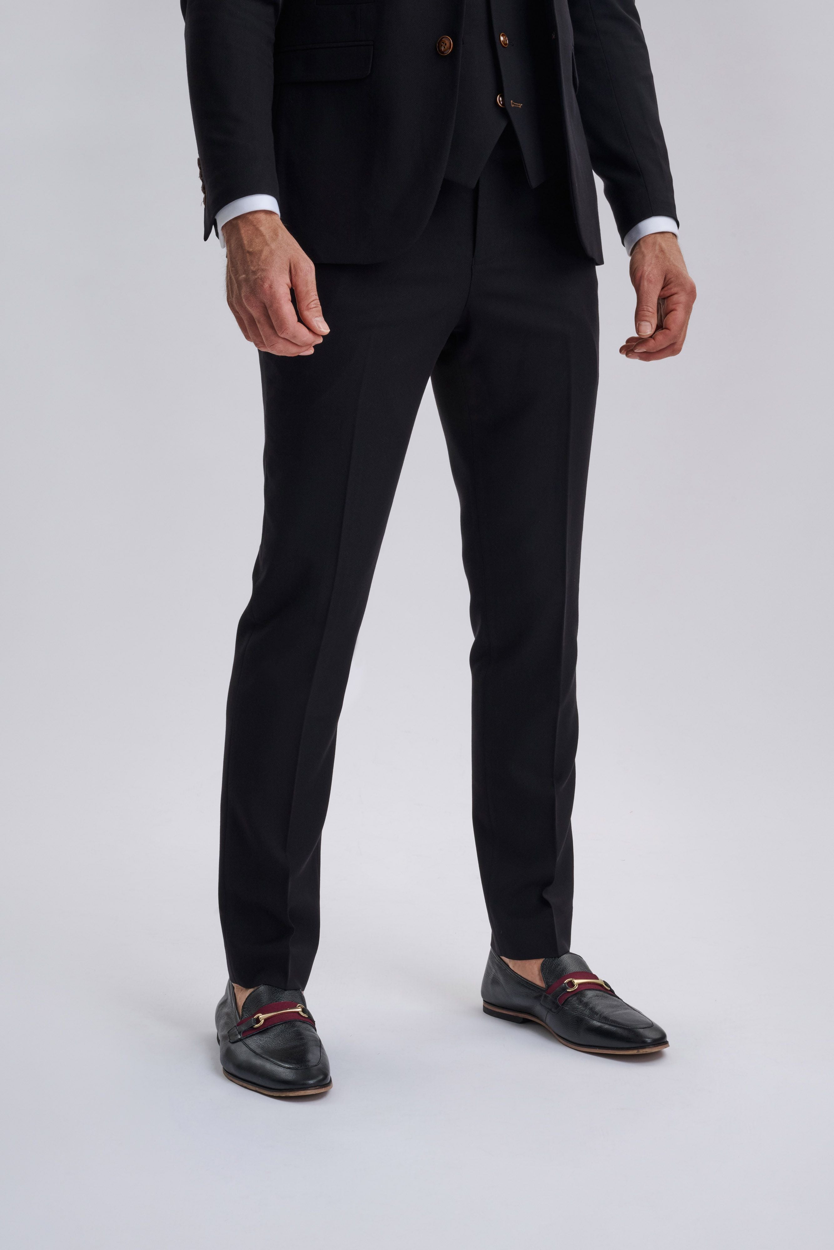 Mayfair Black Textured Three Piece Suit