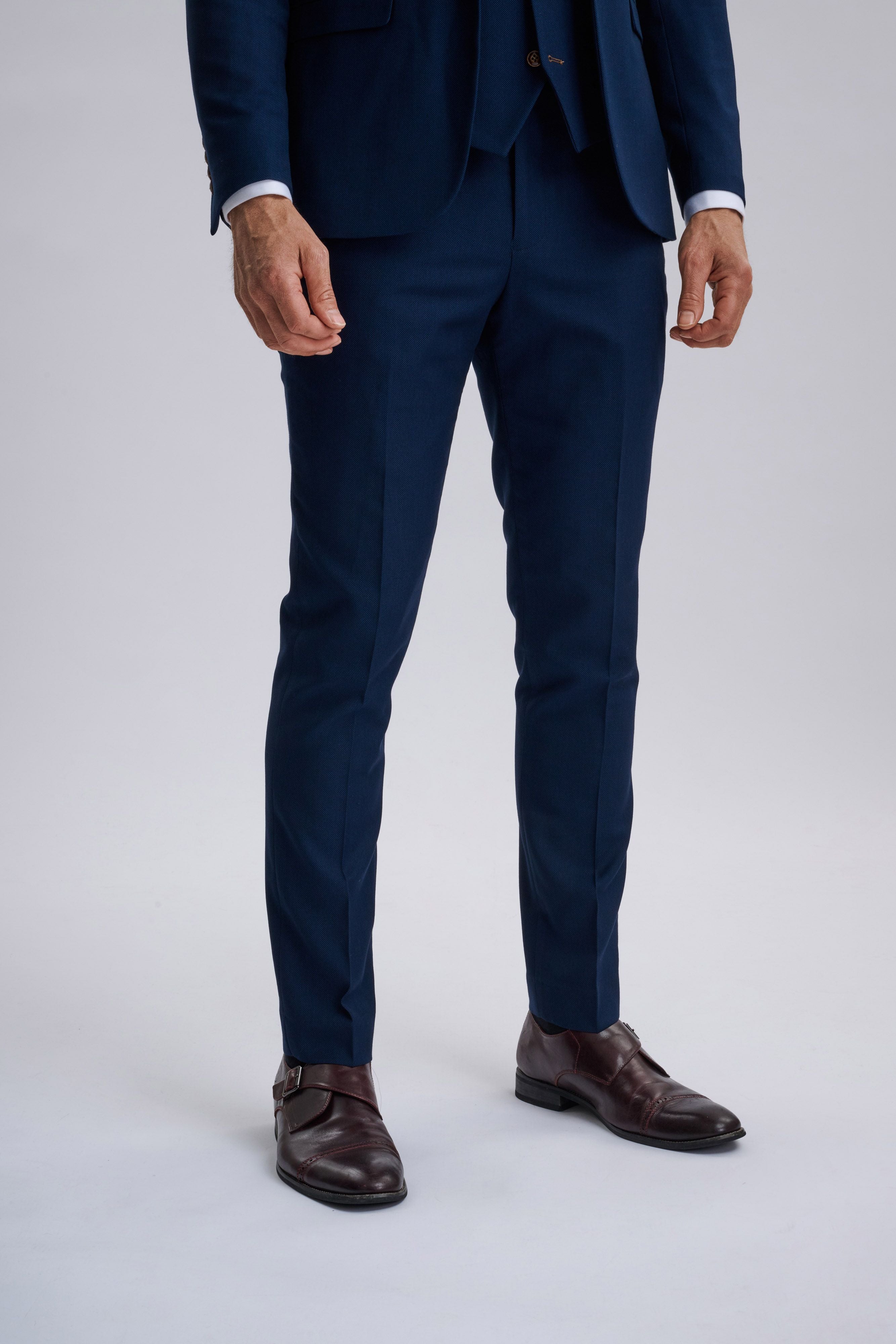 Mayfair Blue Textured Three Piece Suit