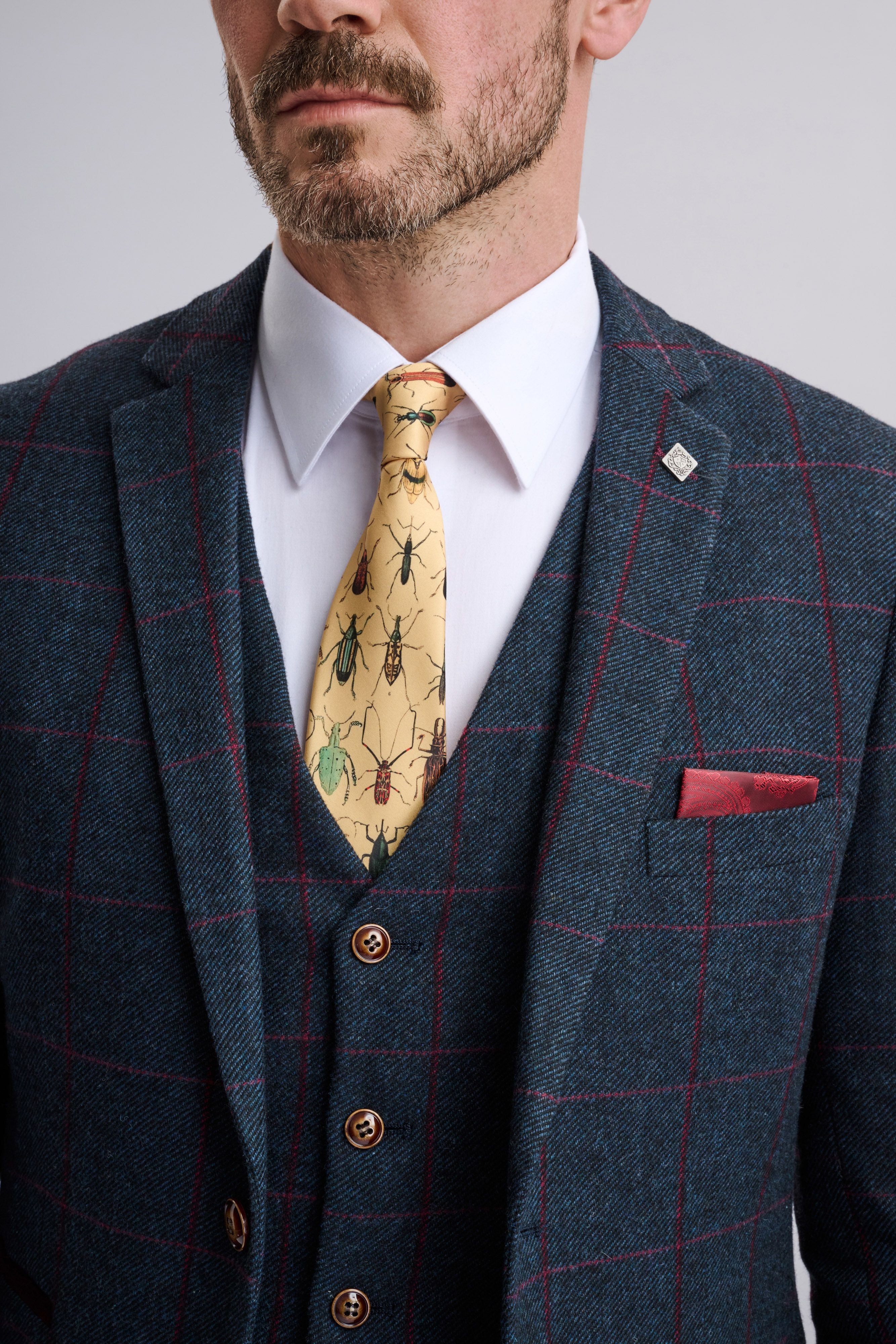 Madrid Navy Tweed Check Three Piece Suit