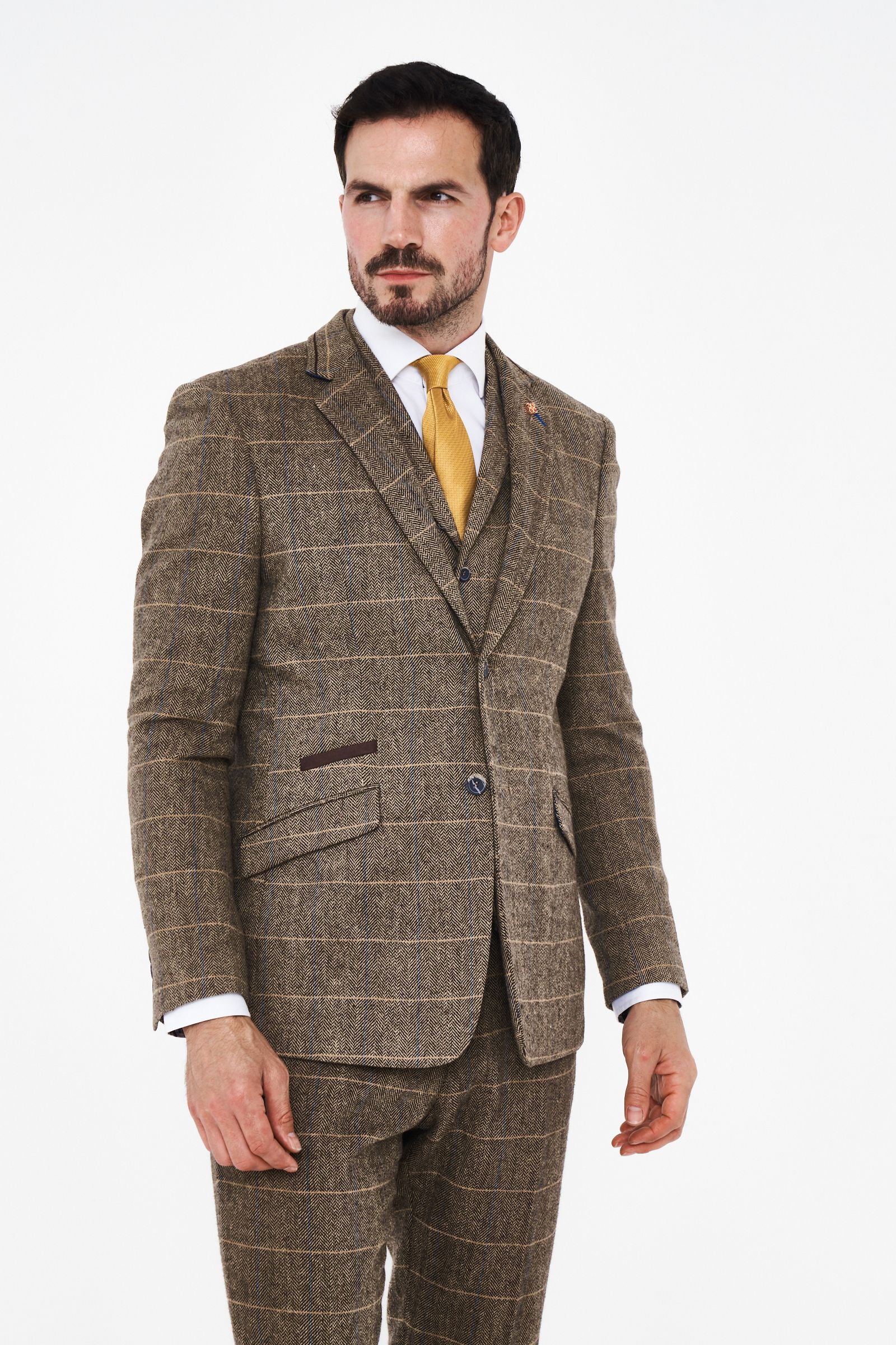 House of Cavani Albert Brown Tweed Three Piece Suit