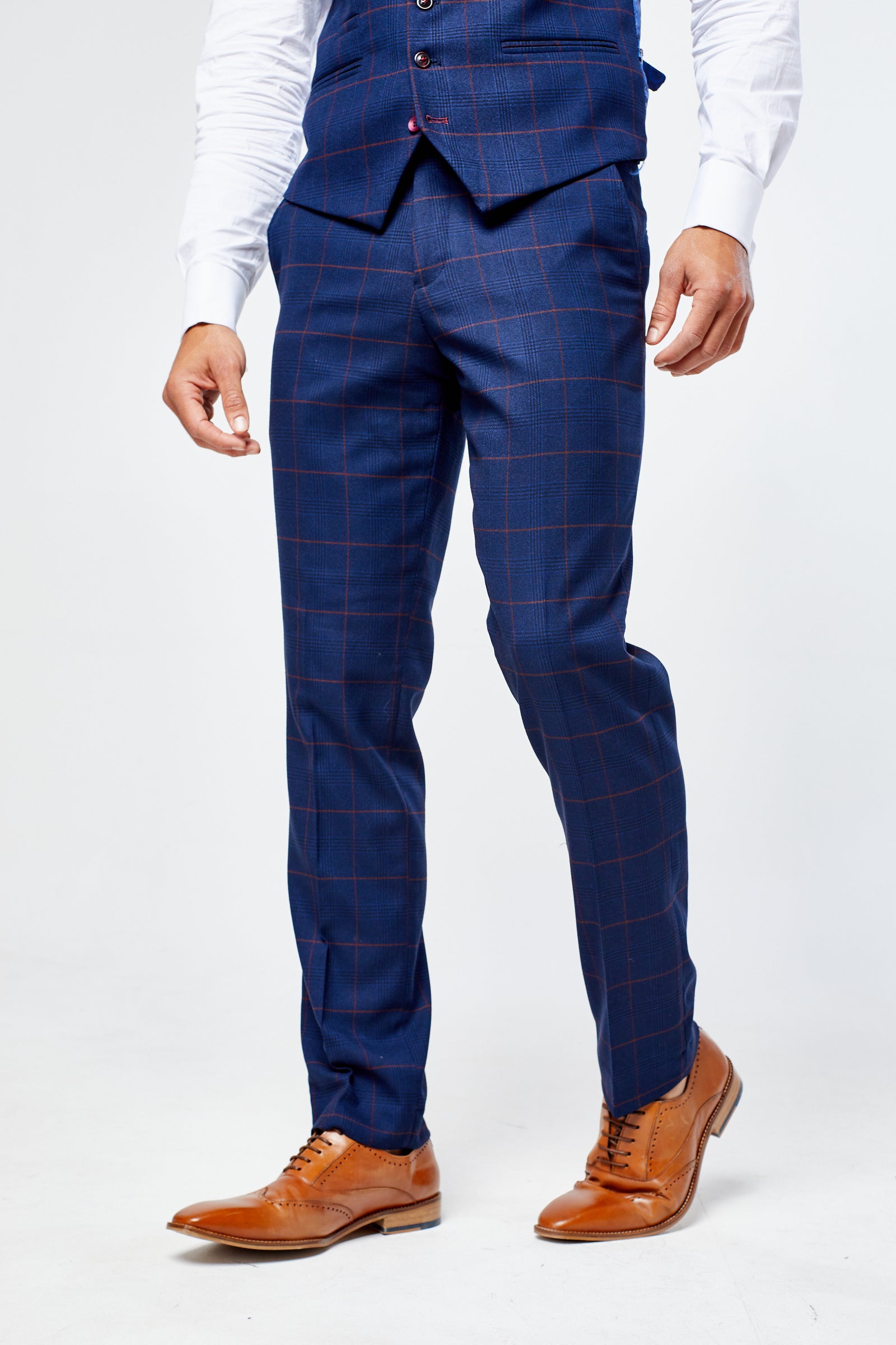 Edison Navy Wine Check Three Piece Suit
