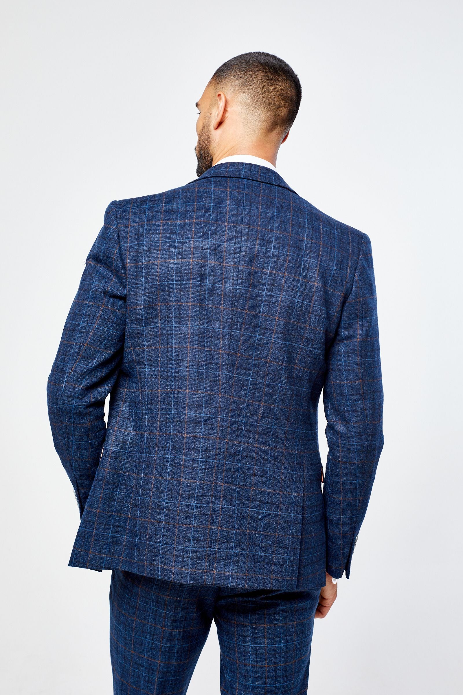 Cody Blue Check Three Piece suit