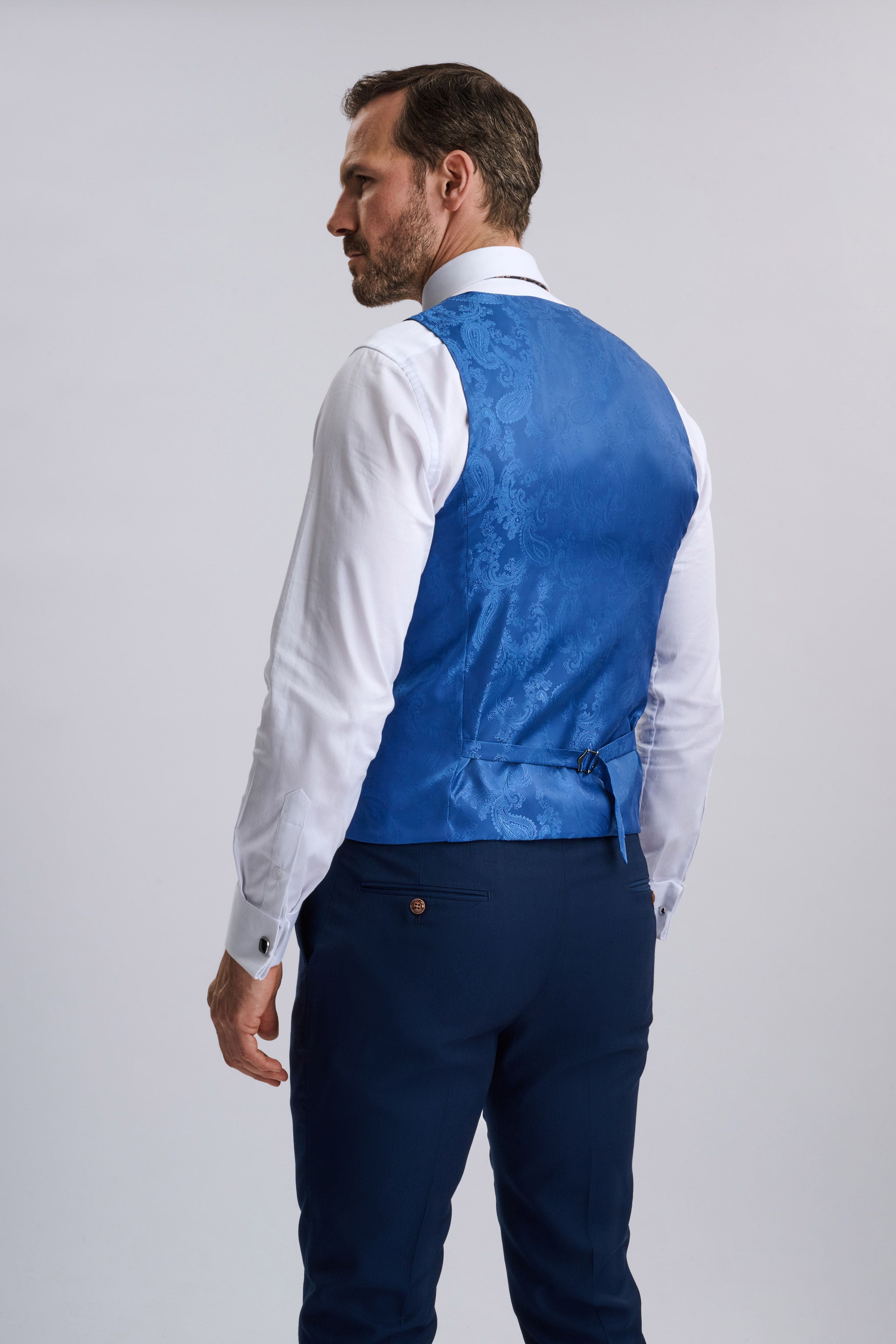 Mayfair Blue Textured Three Piece Suit