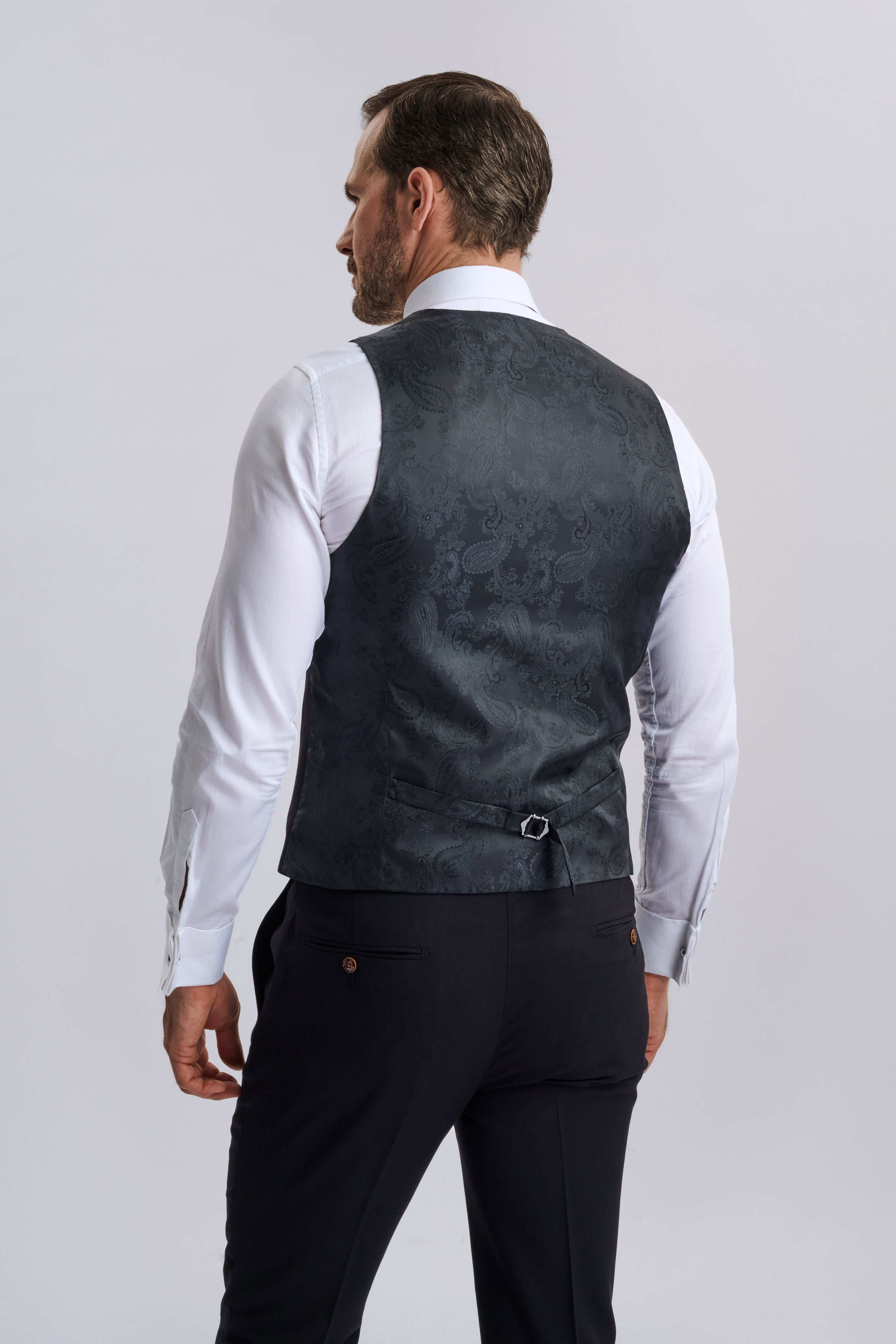 Mayfair Black Textured Three Piece Suit