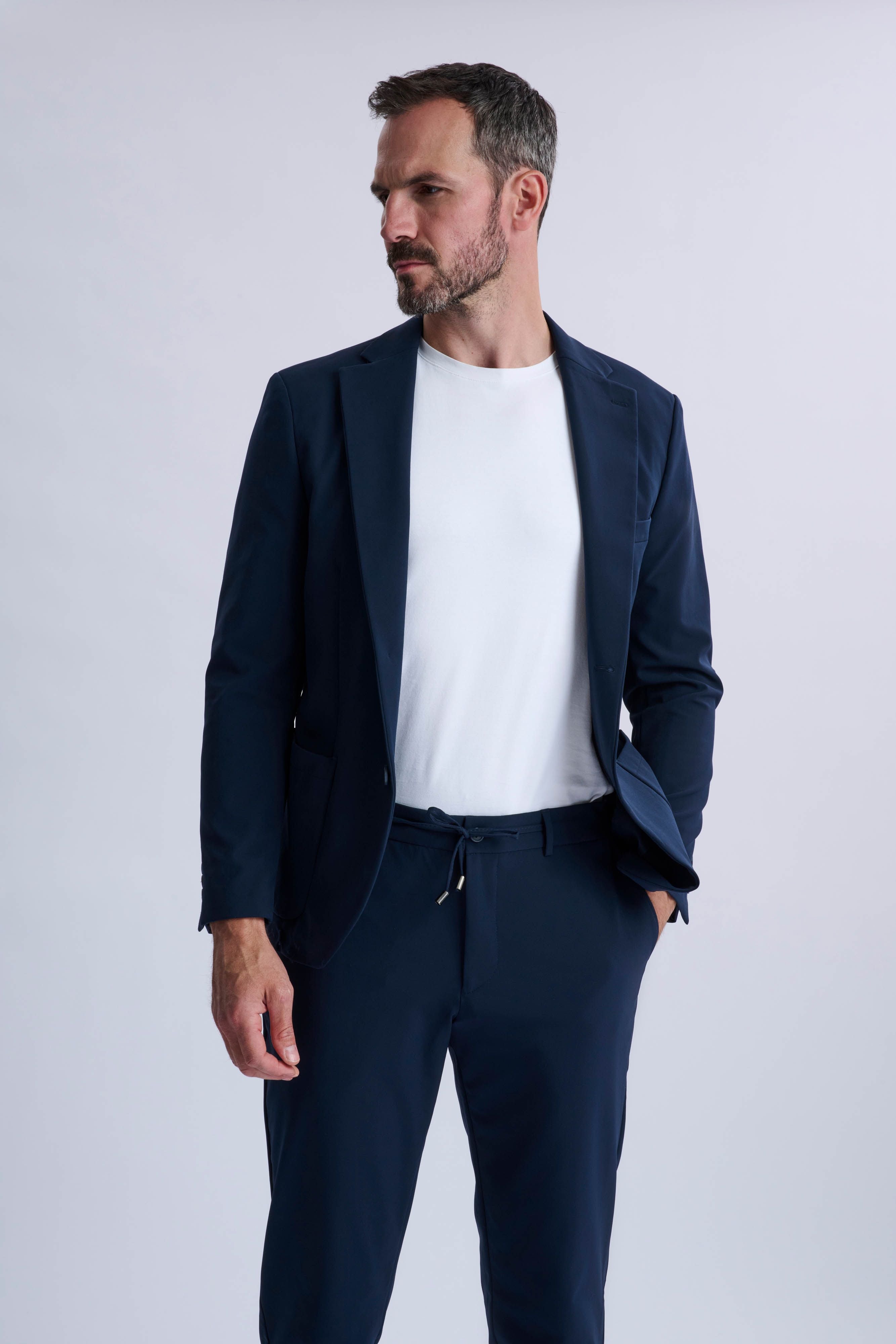 Rulli Navy 360 Stretch Technical Suit with Detachable Hood