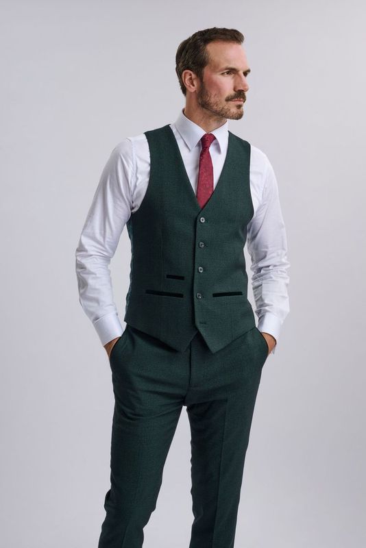 Regent Olive Check Three Piece Suit