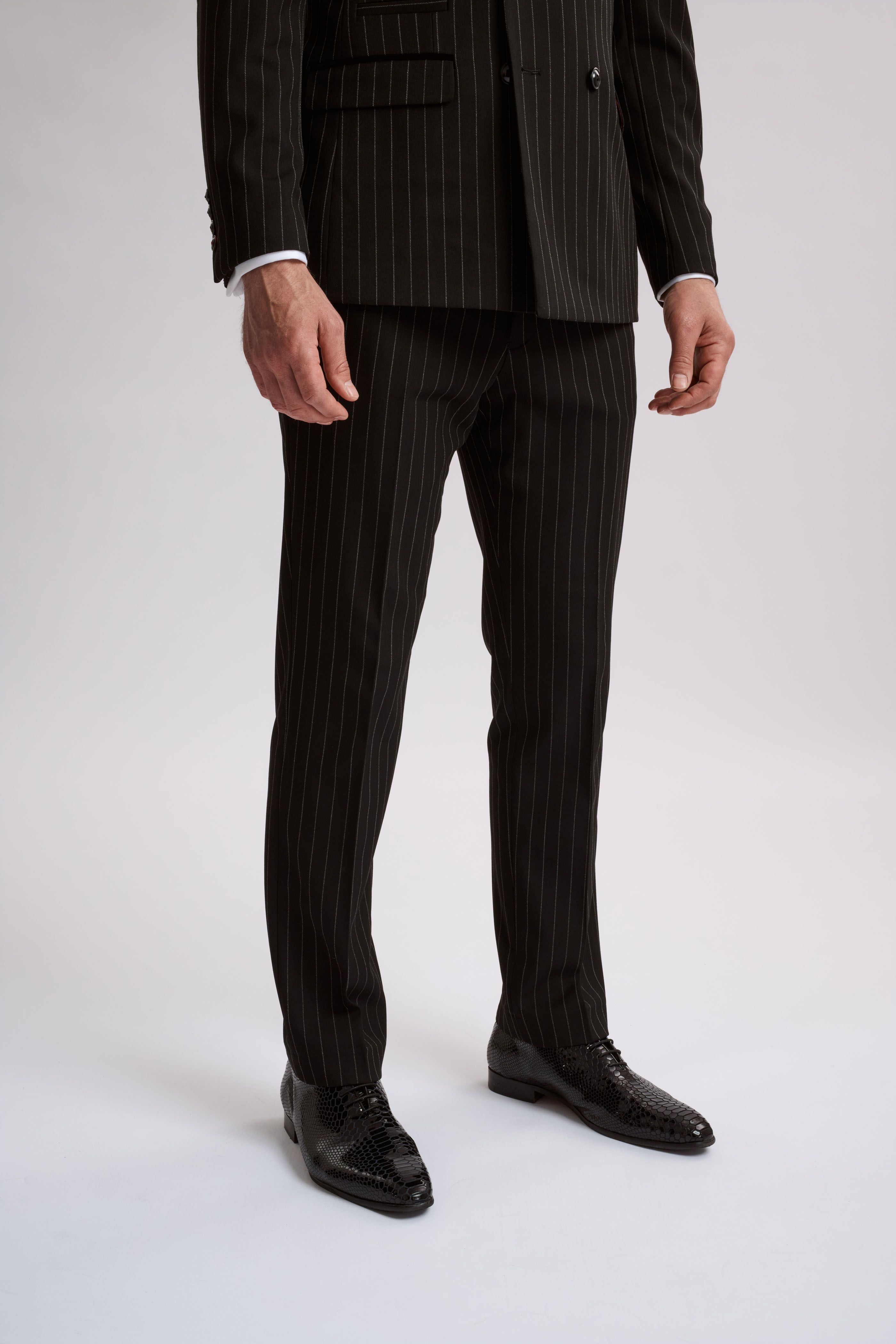 Rocco Black Pinstripe Double Breasted Two Piece Suit