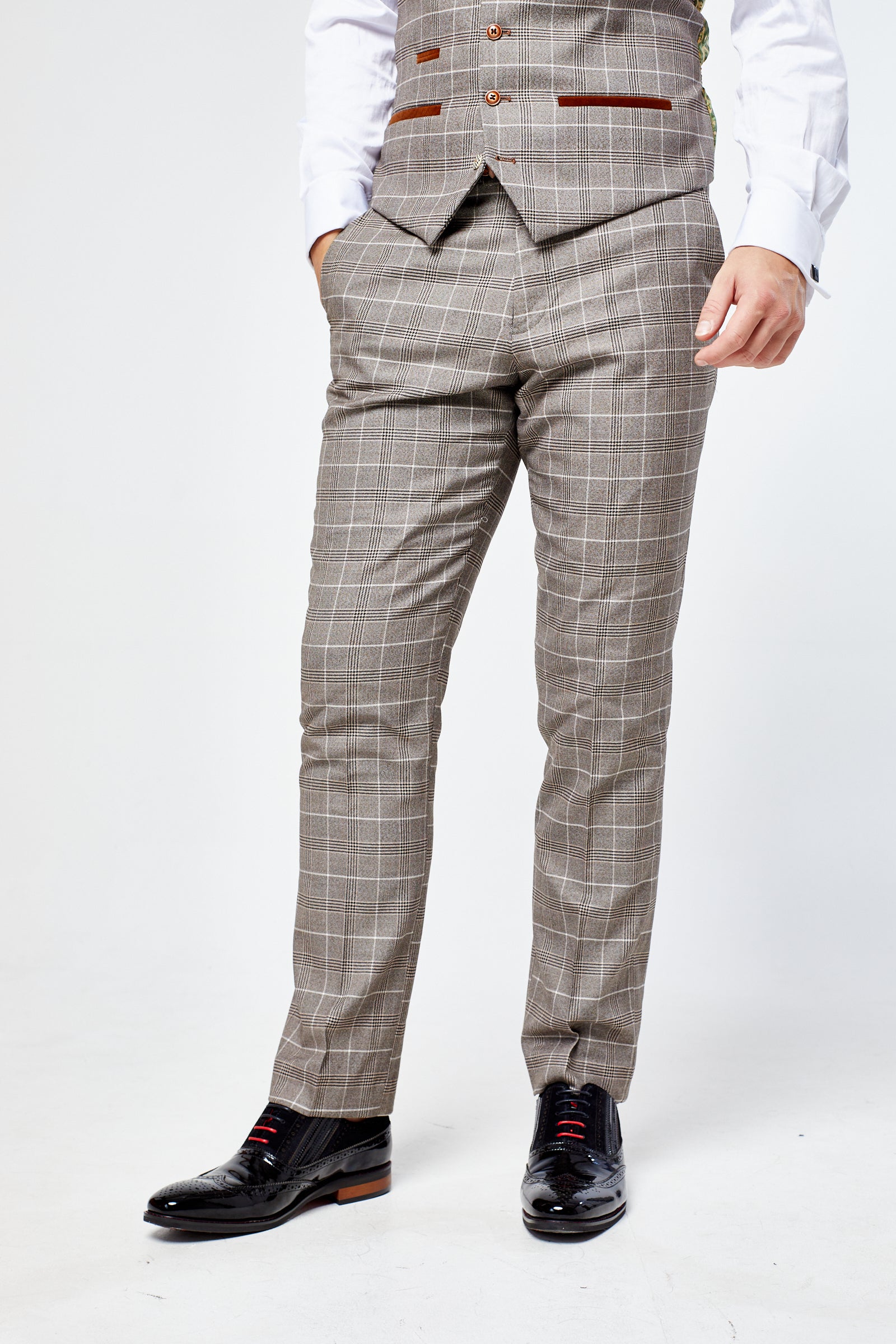 Ray - Tan Check Three Piece Suit