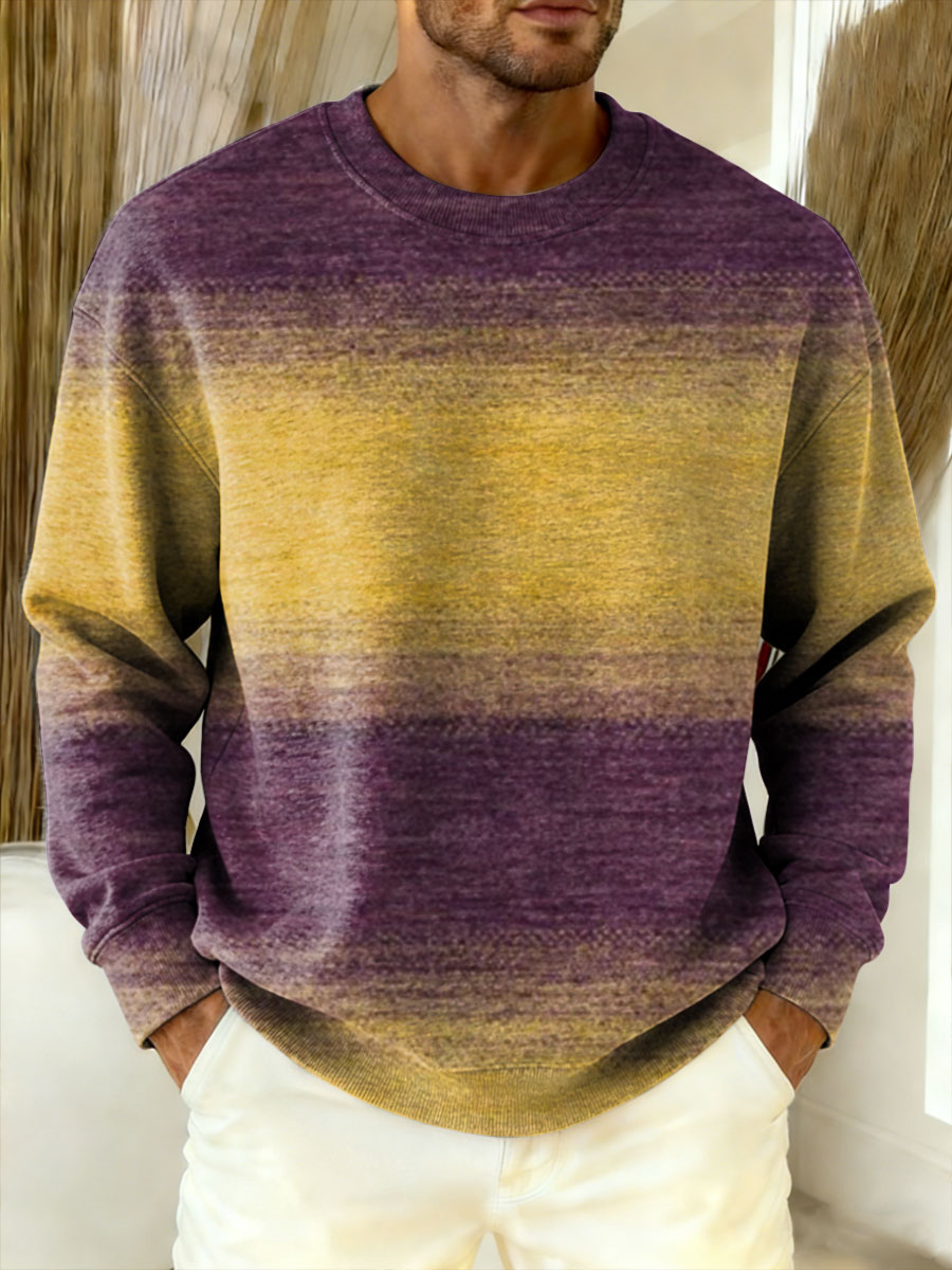 Retro Gradient Multicolor Pattern Art Print Knit Pullover Sweater