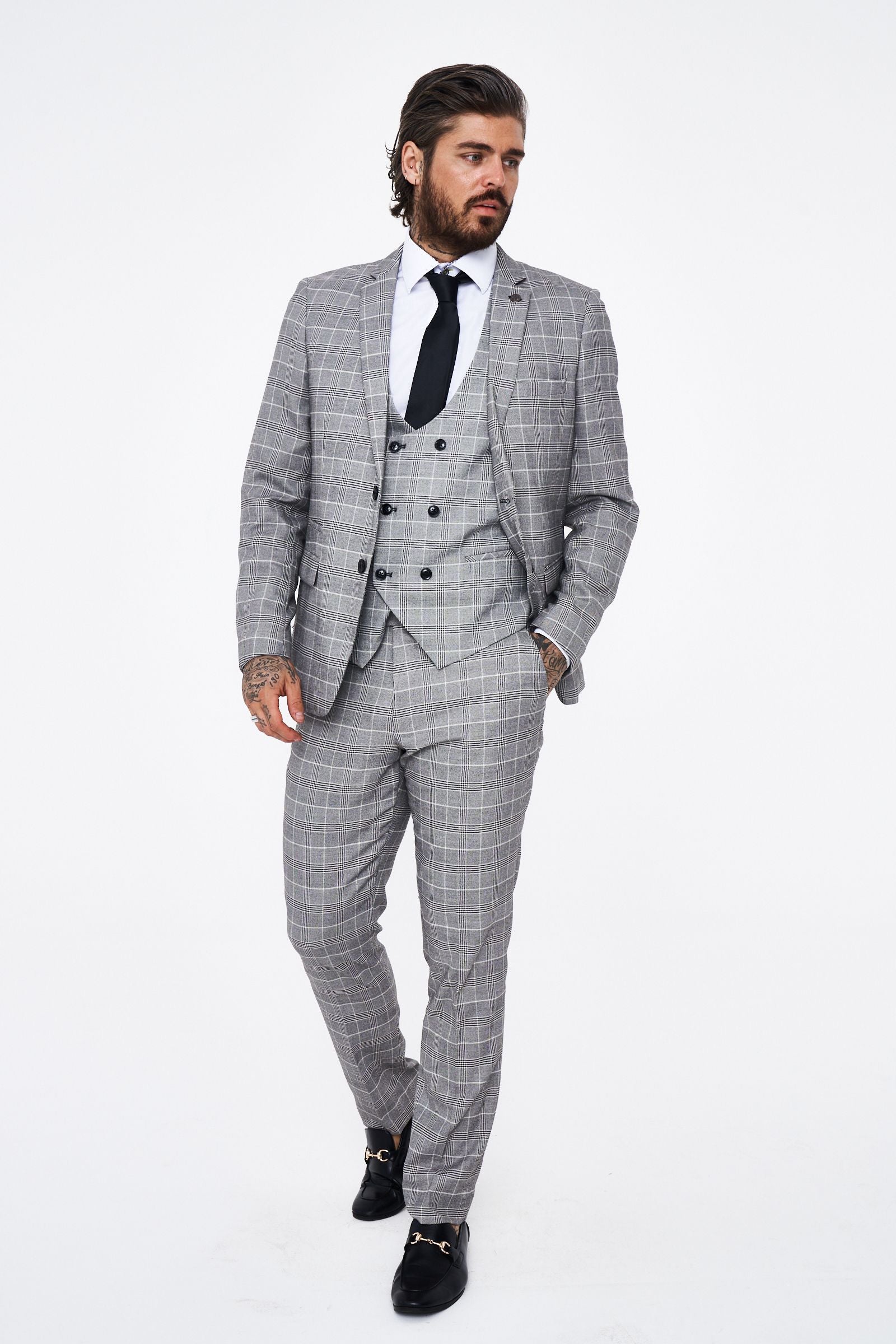Ross - Grey Check Three Piece Suit