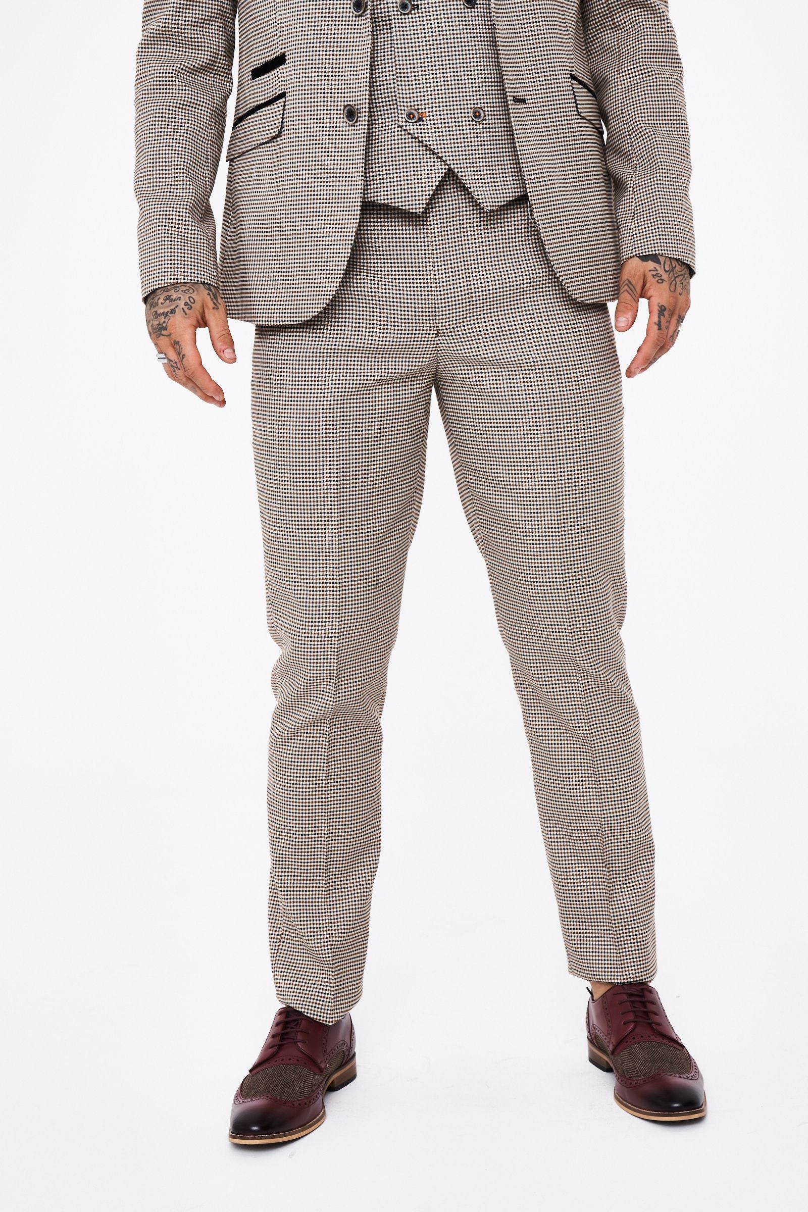 House of Cavani Elwood Houndstooth Skinny Three Piece Suit