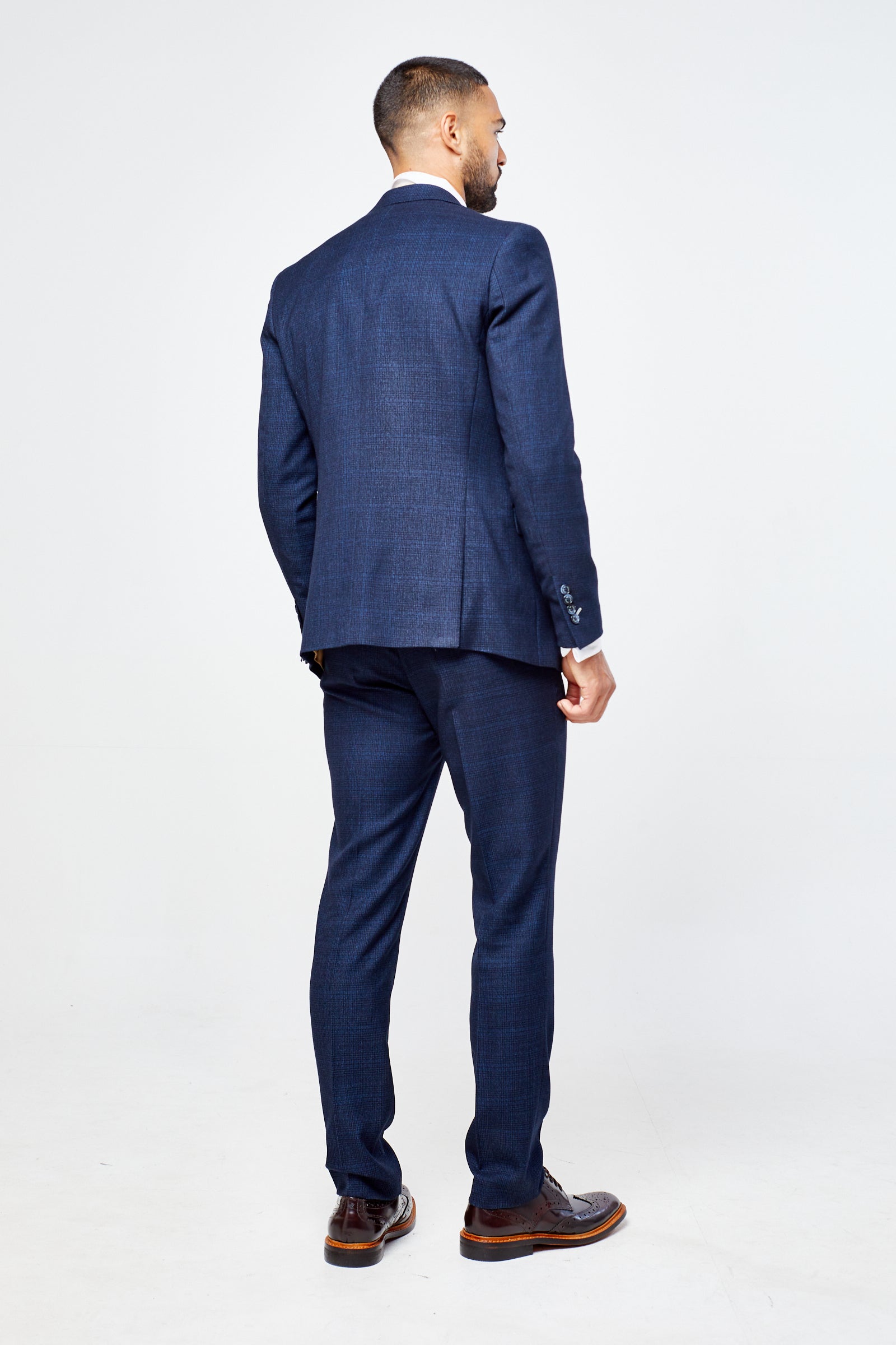 Caridi Navy Check Three Piece Suit