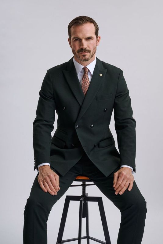 Bromley Olive Green Double Breasted Suit