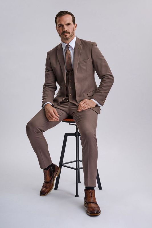 HM5 - Tan Tailored Three Piece Suit