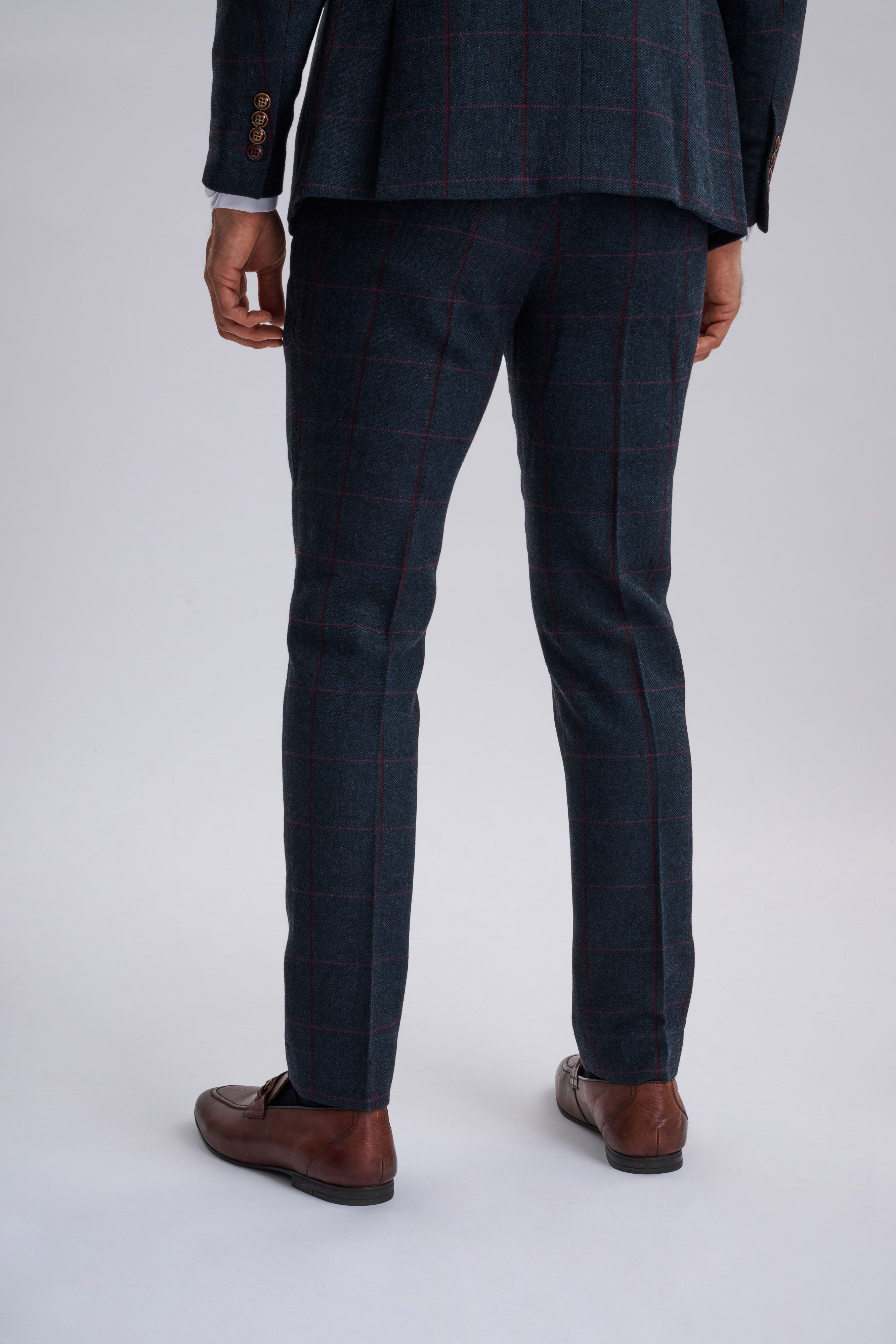 Madrid Navy Tweed Check Three Piece Suit
