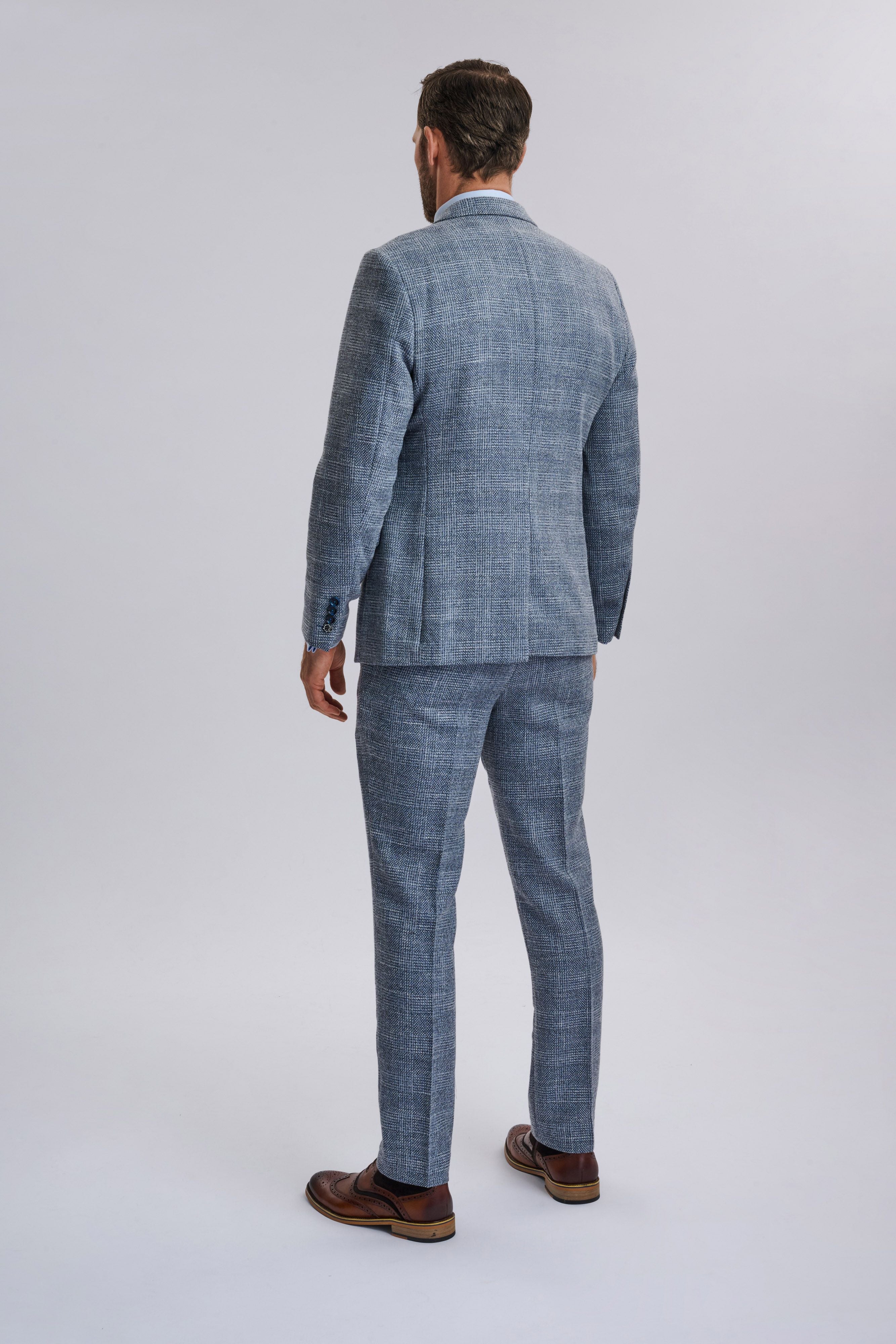Kris - Sky Blue Tweed Three Piece Suit