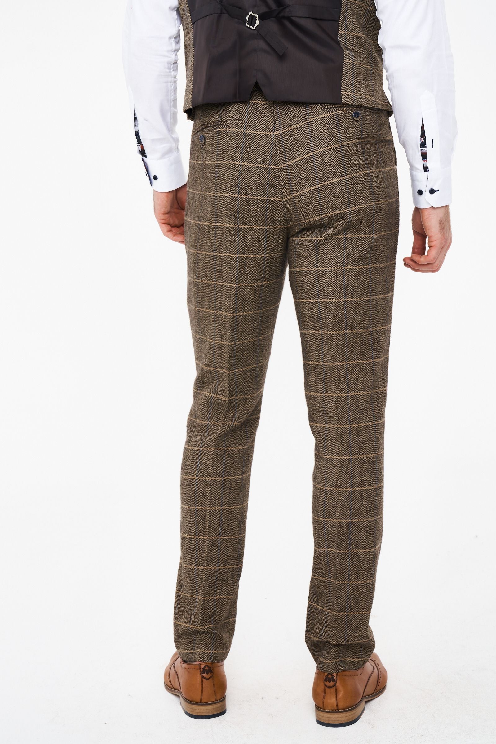 House of Cavani Albert Brown Tweed Three Piece Suit