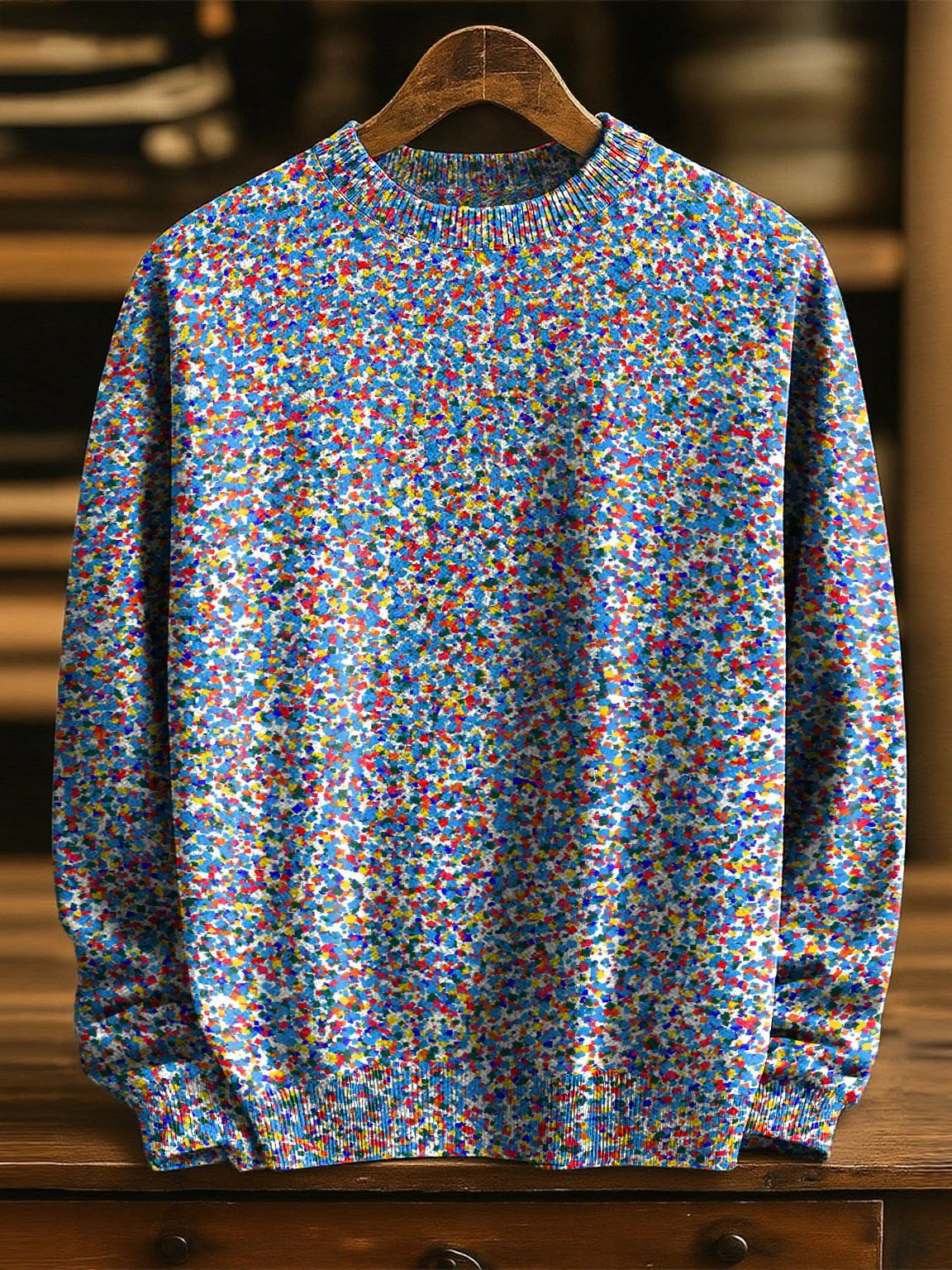 Colorful Random Spots Decorative Pattern Knit Pullover Sweater
