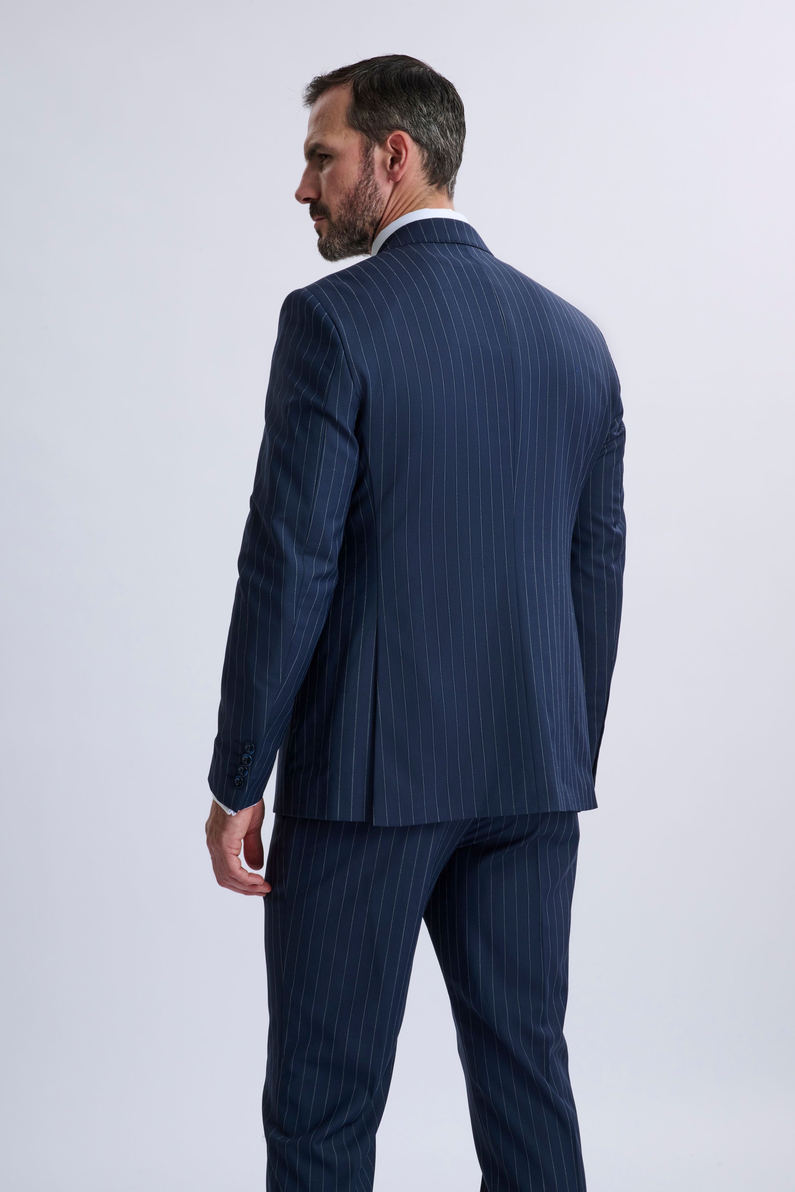 Amedeo 3-Piece Navy Pinstripe Suit