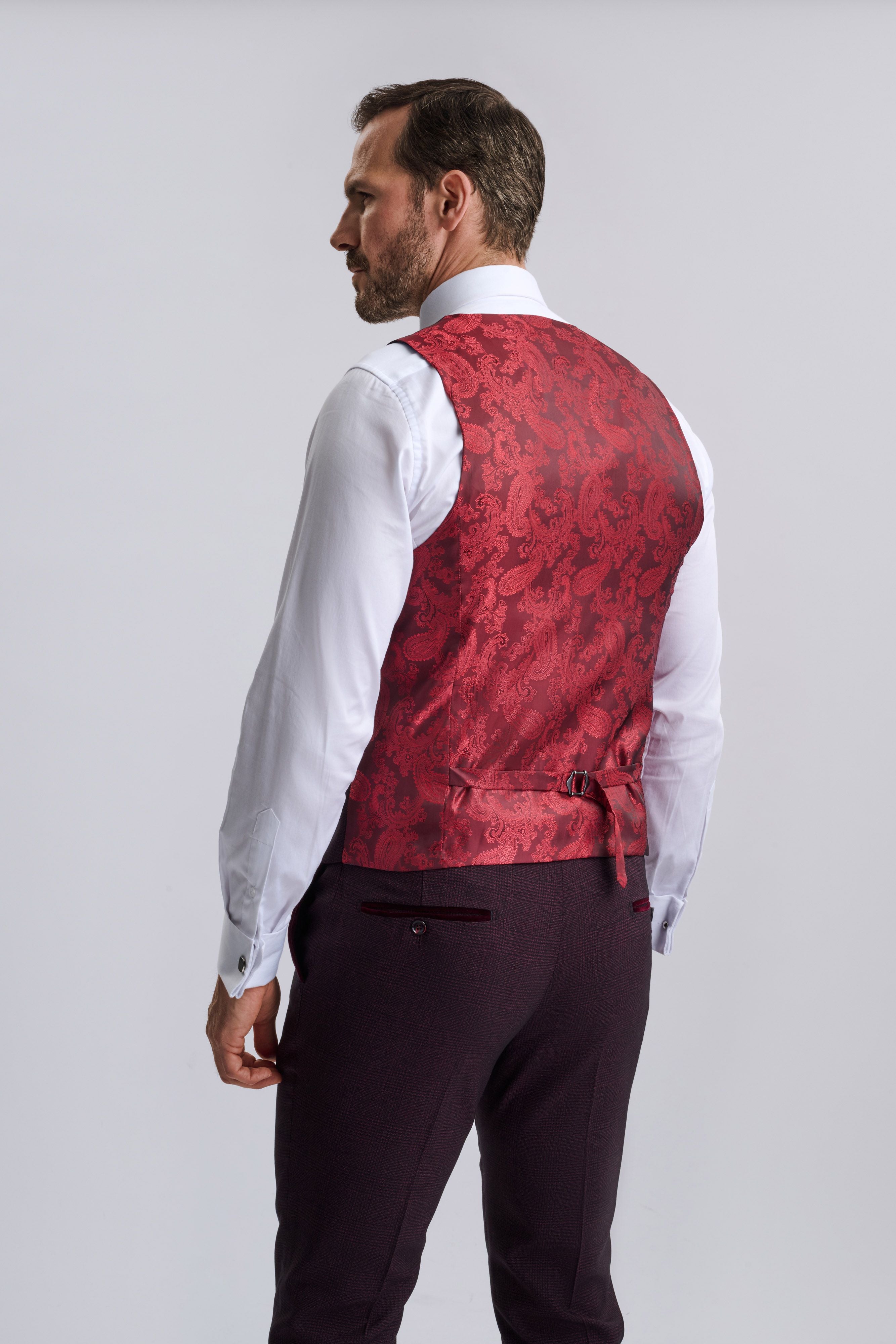 Regent Wine Check Three Piece Suit