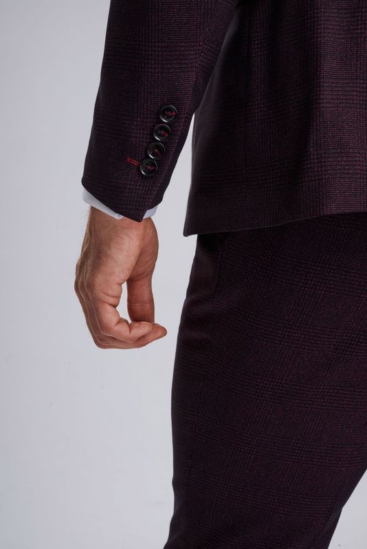 Regent Wine Check Three Piece Suit
