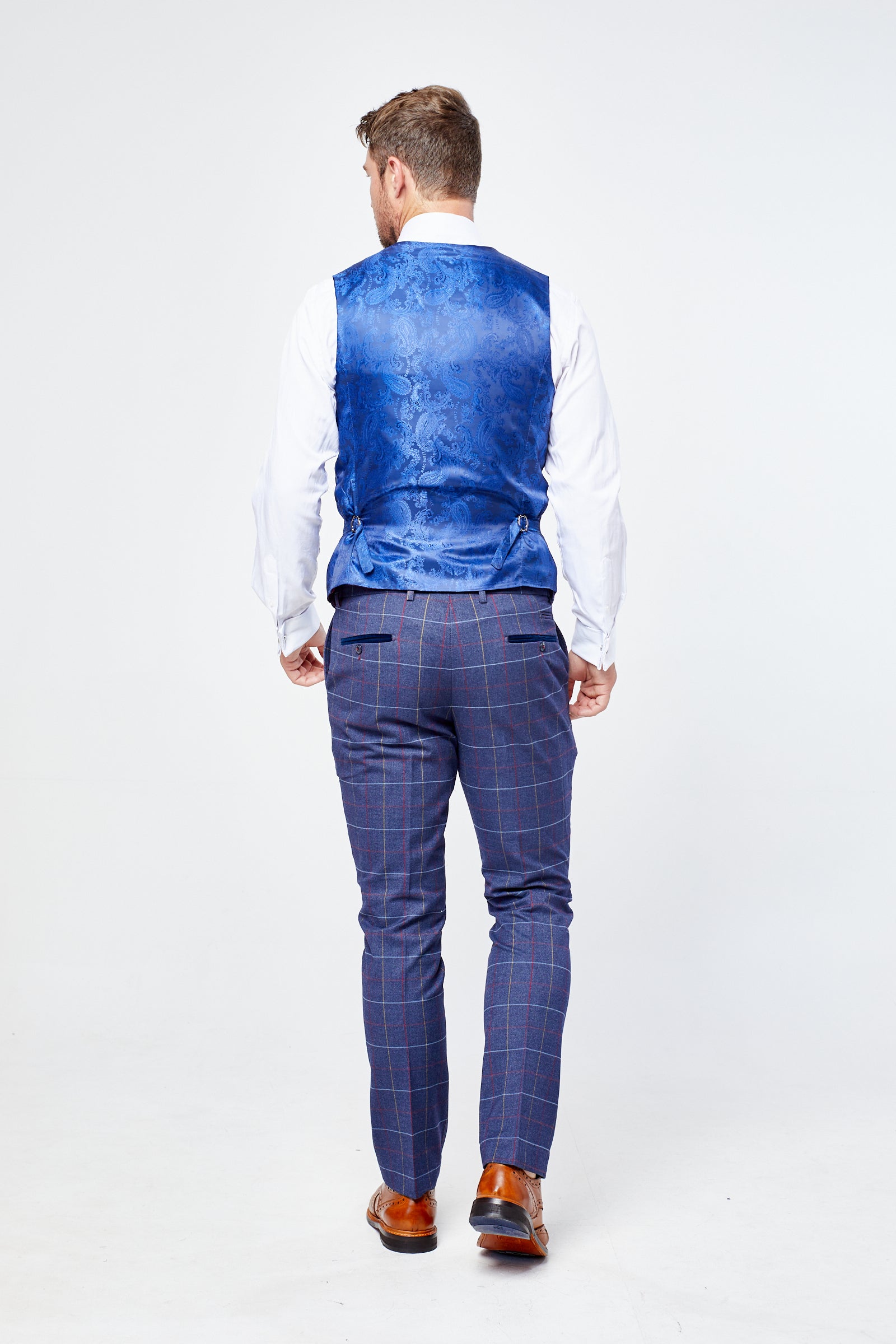 Drake - Navy Check Three Piece Suit