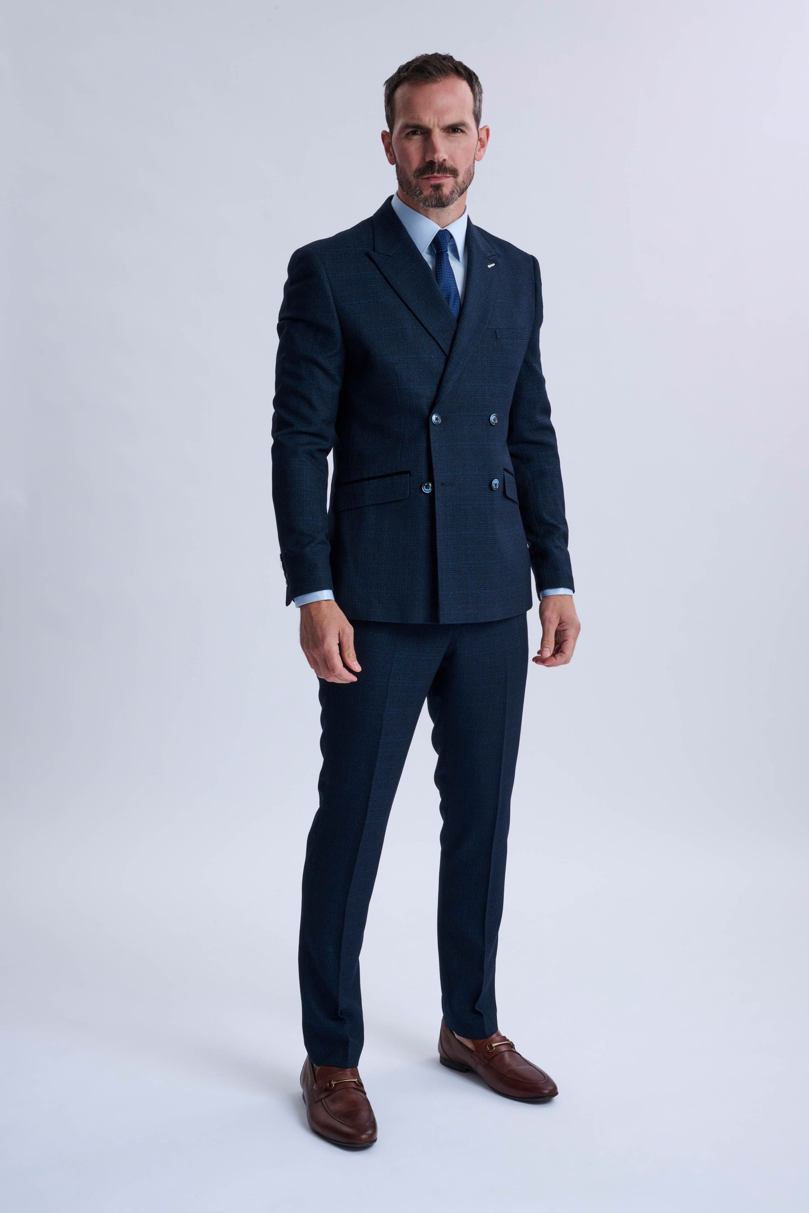 Caridi Navy Double Breasted Two Piece Suit