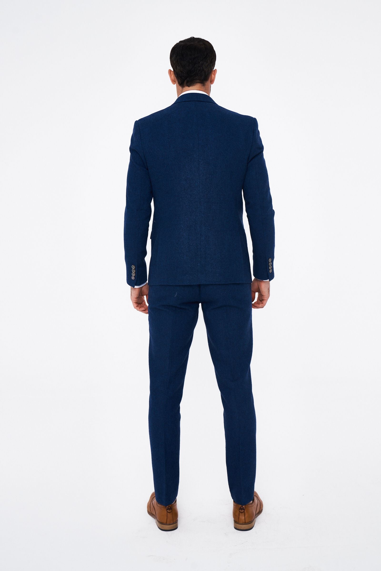 House of Cavani Seeba Navy Regular Three Piece Suit