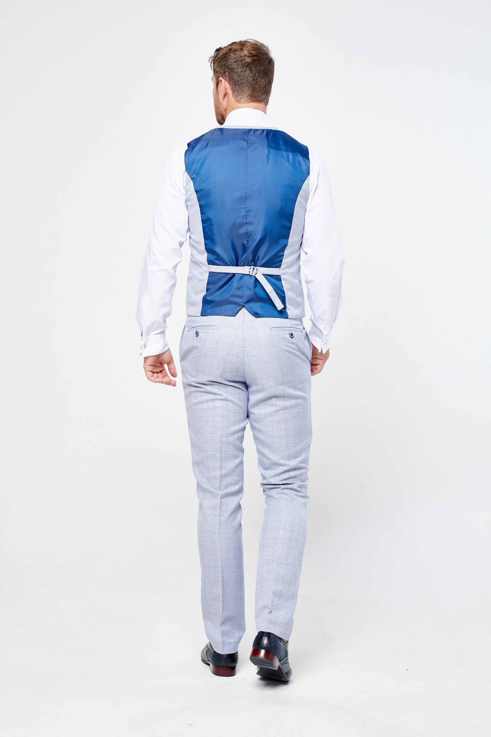 Caridi Sky Short Check Three Piece Suit