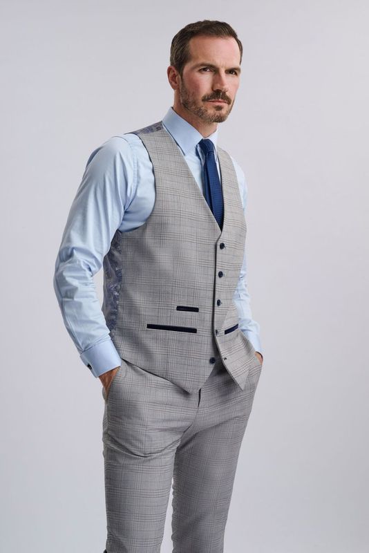 Hugo Grey Check Three Piece Suit