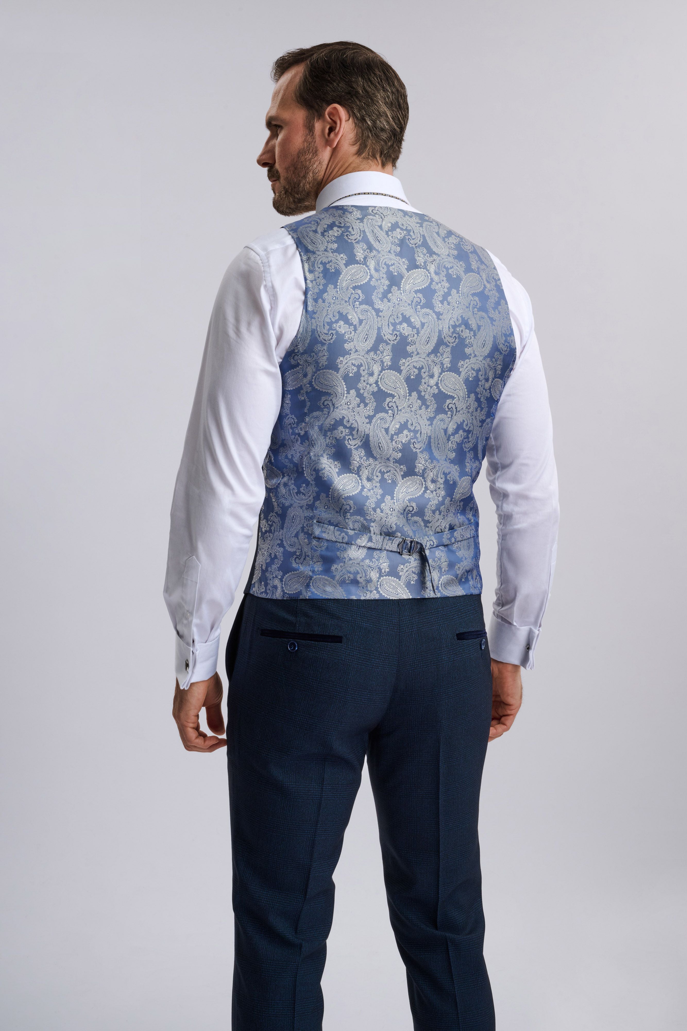 Regent Navy Check Three Piece Suit