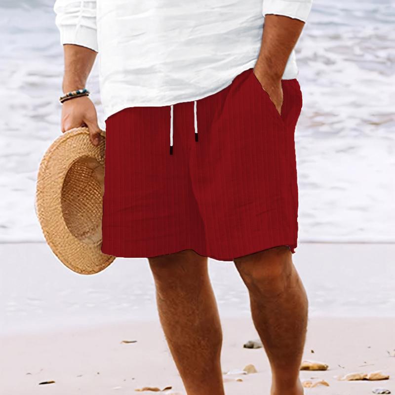 Men's Cotton Blend Striped Beach Drawstring Shorts 98769744Y