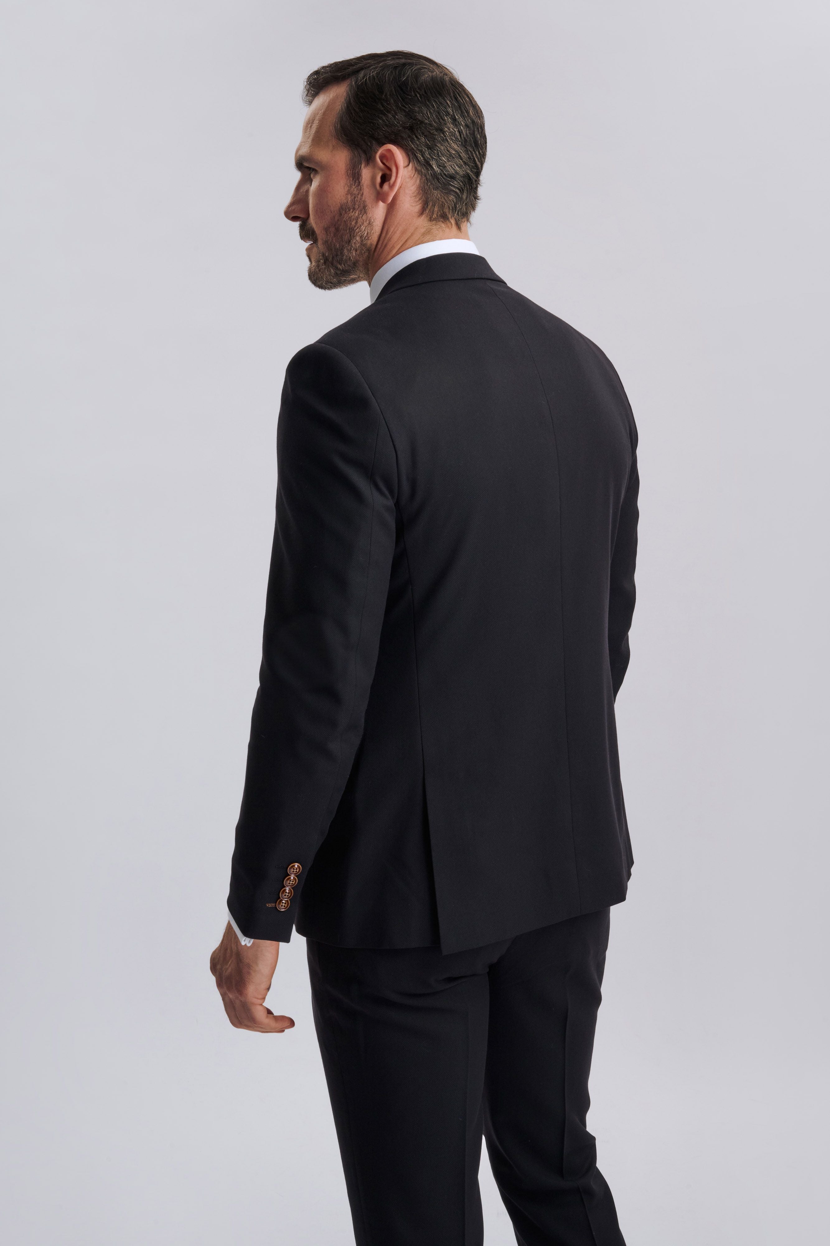 Mayfair Black Textured Three Piece Suit
