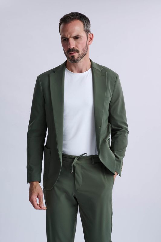 Rulli Khaki 360 Stretch Technical Suit with Detachable Hood